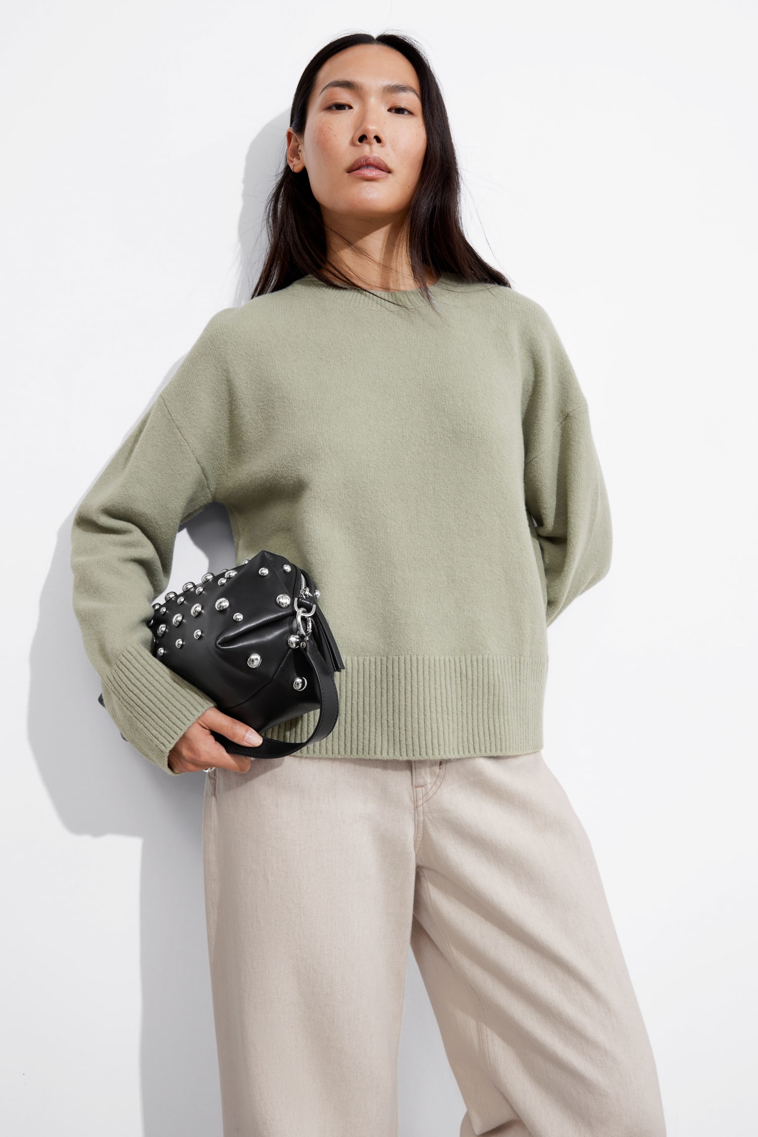 Relaxed Knit Jumper - Khaki/White/Red/Black/Pale Green/Green/Grey Melange/Navy/Bright Blue/Mole/Dark Green/Bright Pink/Mint - 4