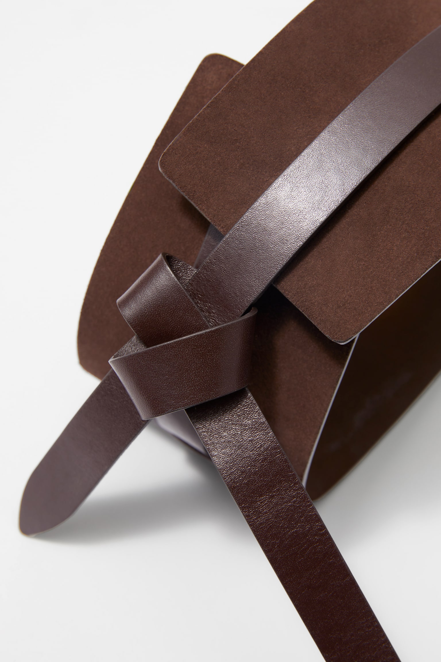 Leather-Trimmed Suede Waist Belt - Brown - 2