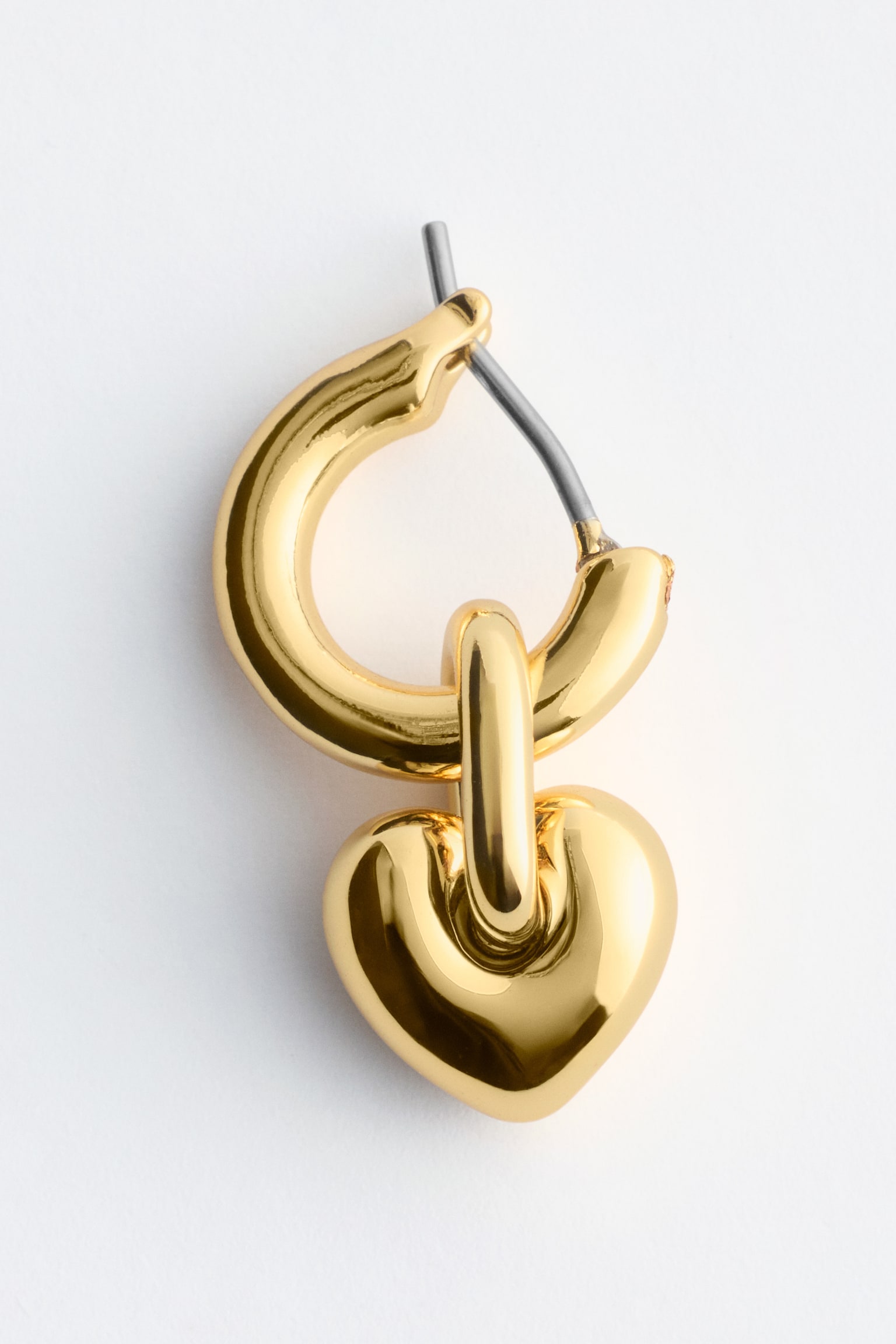 Orecchini a cerchio con ciondolo a cuore - Oro - 3