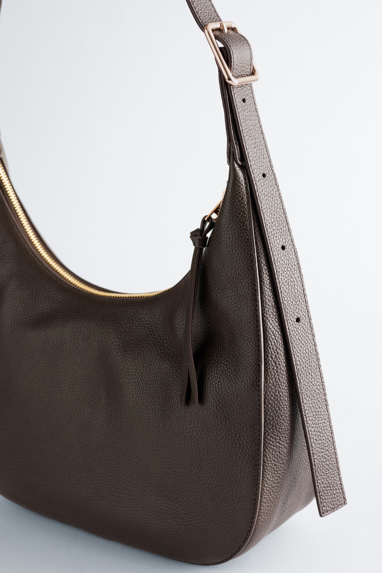 Umhängetasche aus Leder - Dunkelbraun/Leder/Beigefarbenes Veloursleder/Dusty Blue Leather - 4