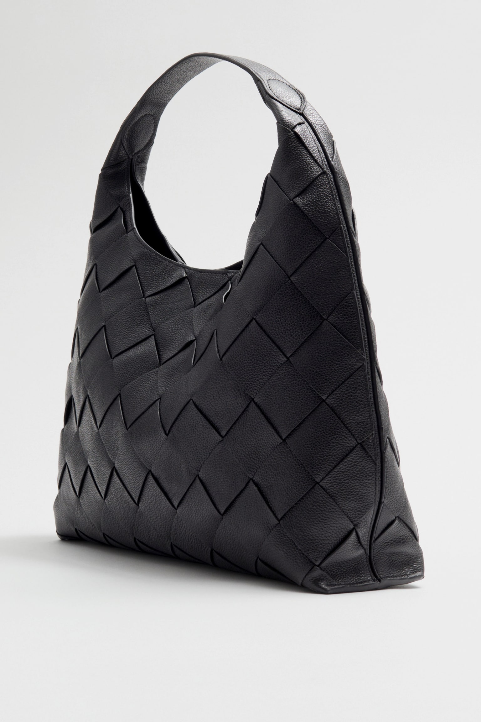 Braided Leather Tote - Black - 5