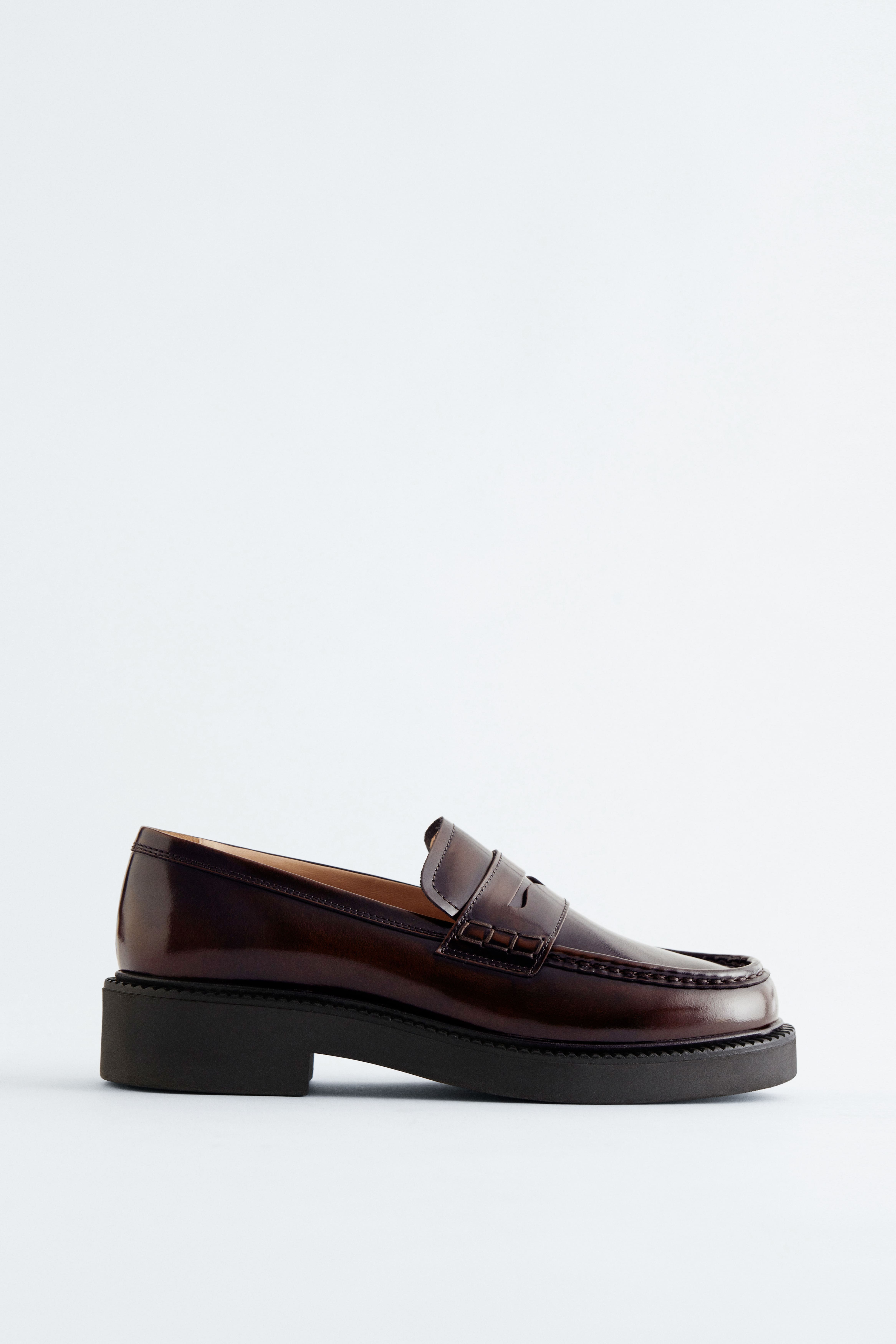 Leren loafers met dikke zool - Donkerbruin/Bruin/Zwart