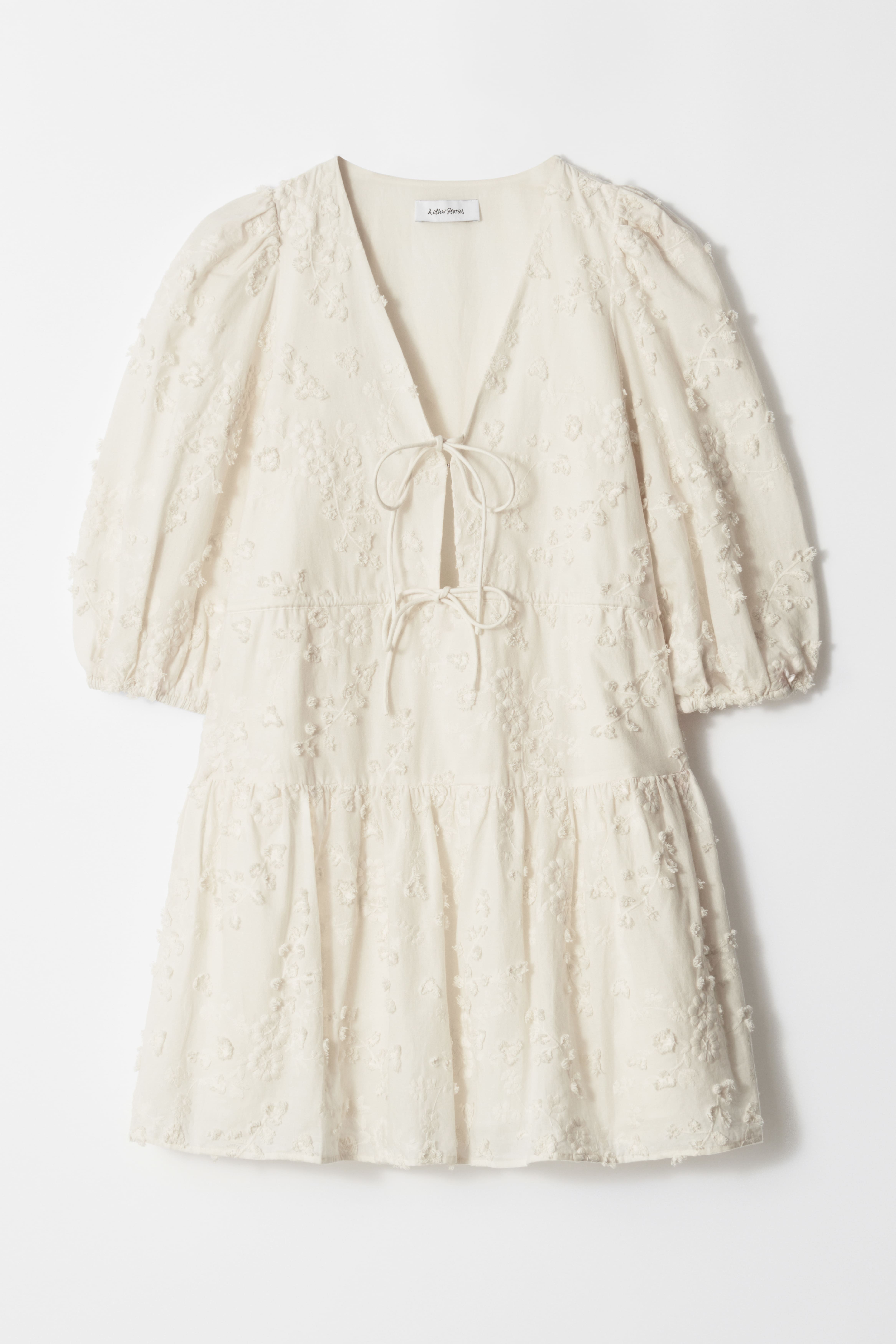 Minikleid mit Stickerei - Creme/Weiß