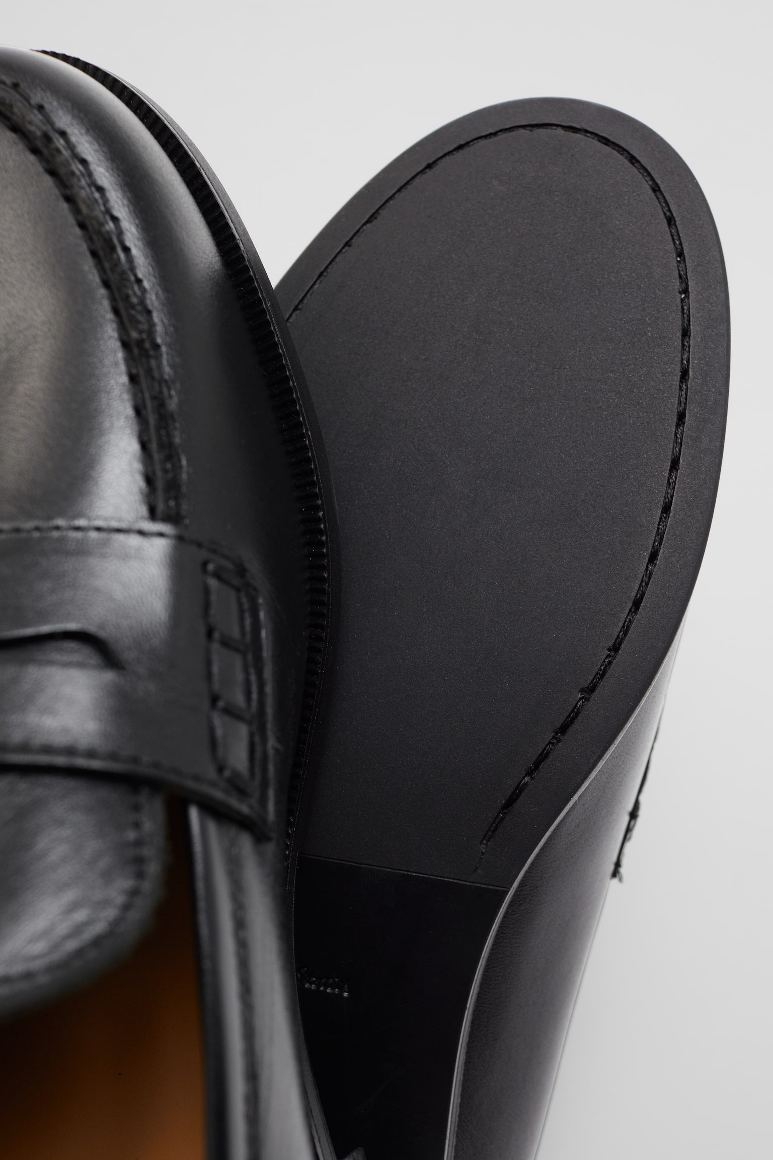 Leather Penny Loafers - Black - 3