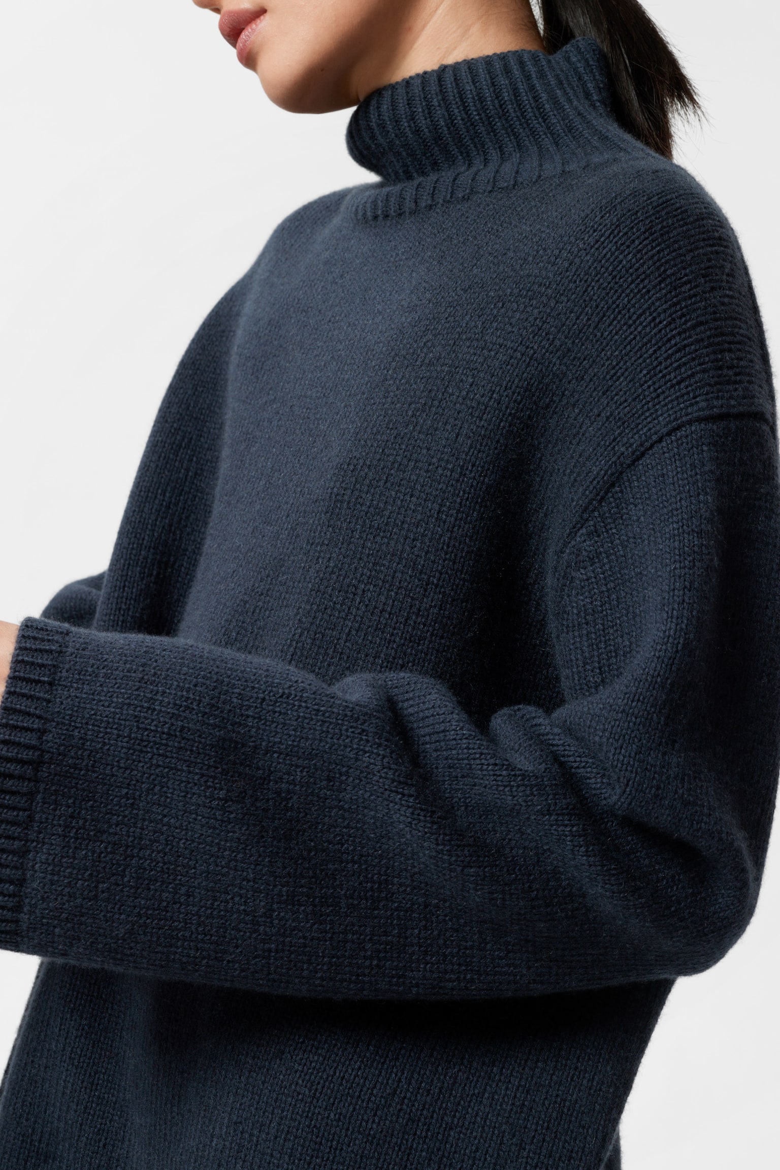 Cashmere-Blend Turtleneck Jumper - Navy/Mole - 3