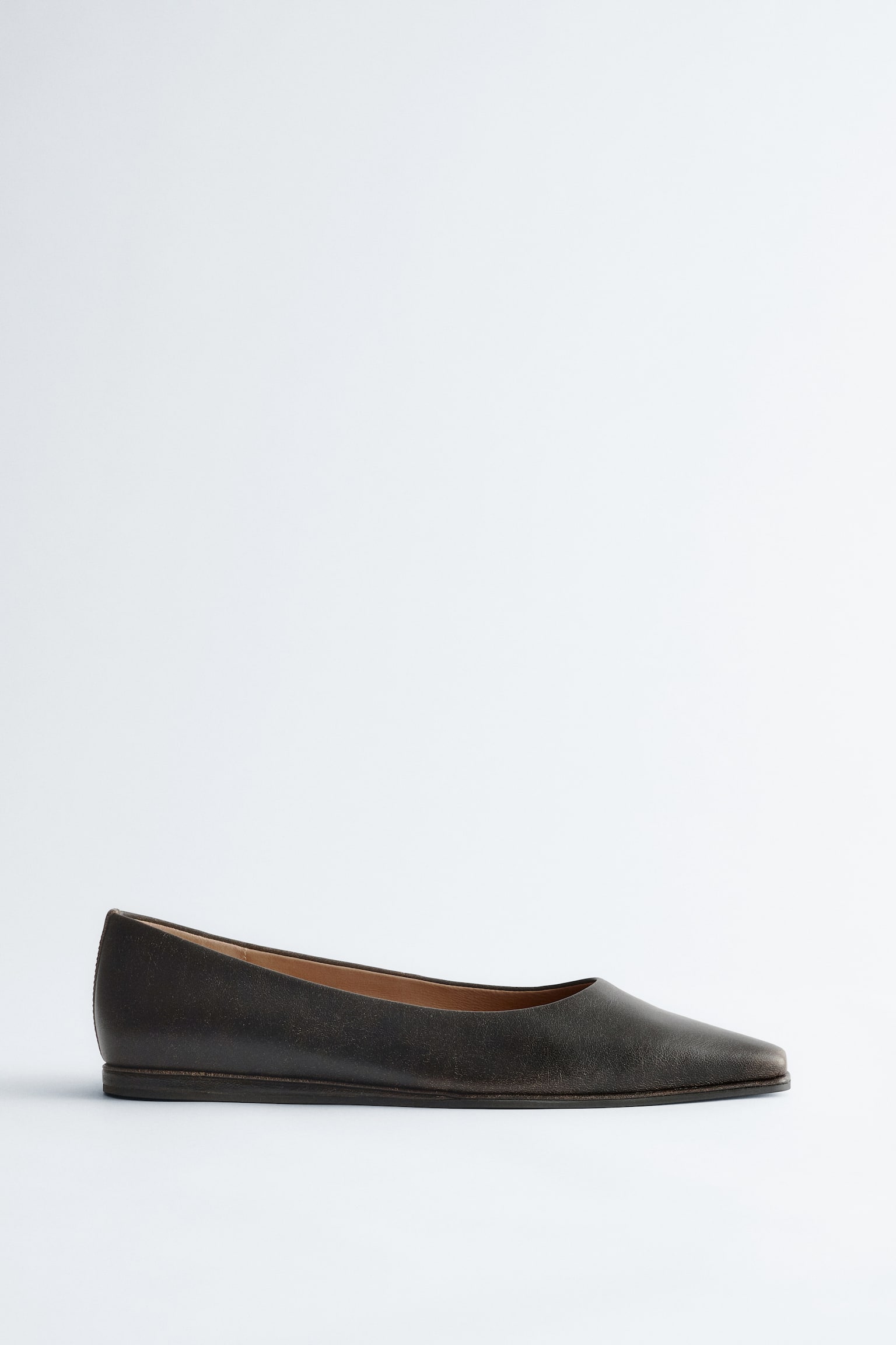 Flache Ballerinas aus Leder - Schwarz/Used-Look/Dunkelbraun - 2