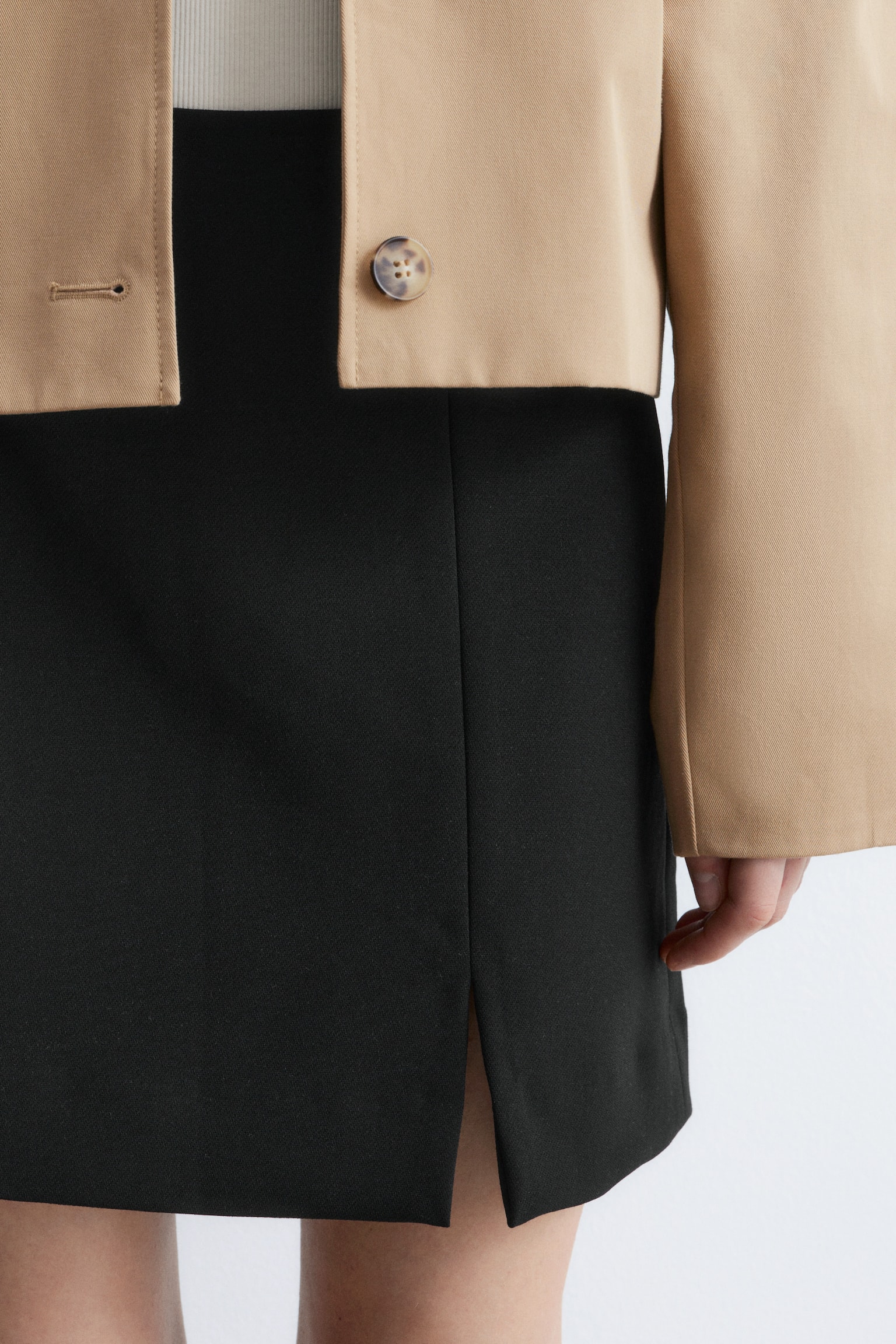 Minikjol med hög midja - Svart/Mörkröd - 6