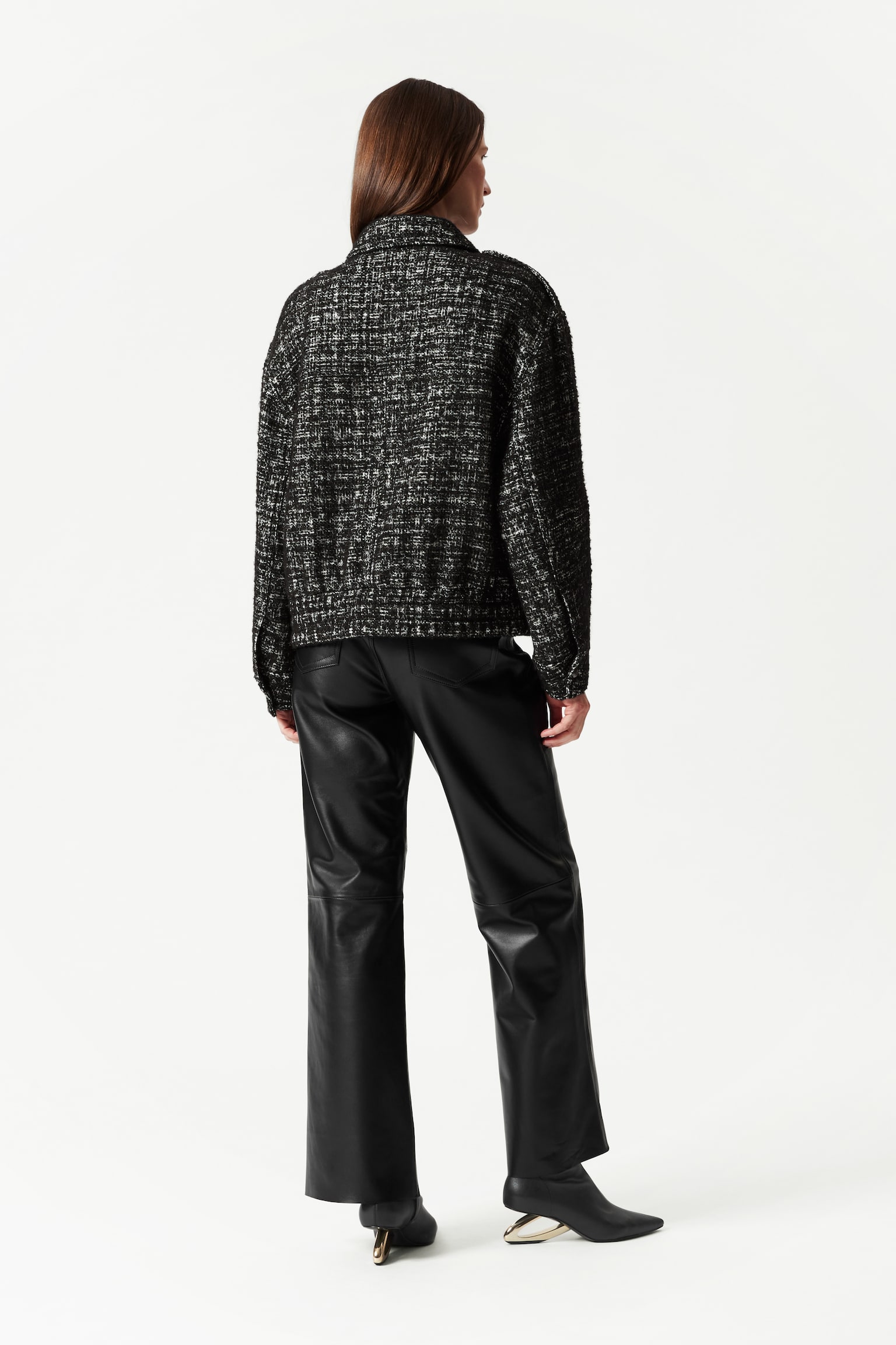 Boxy Tweed Jacket - Black Tweed - 7