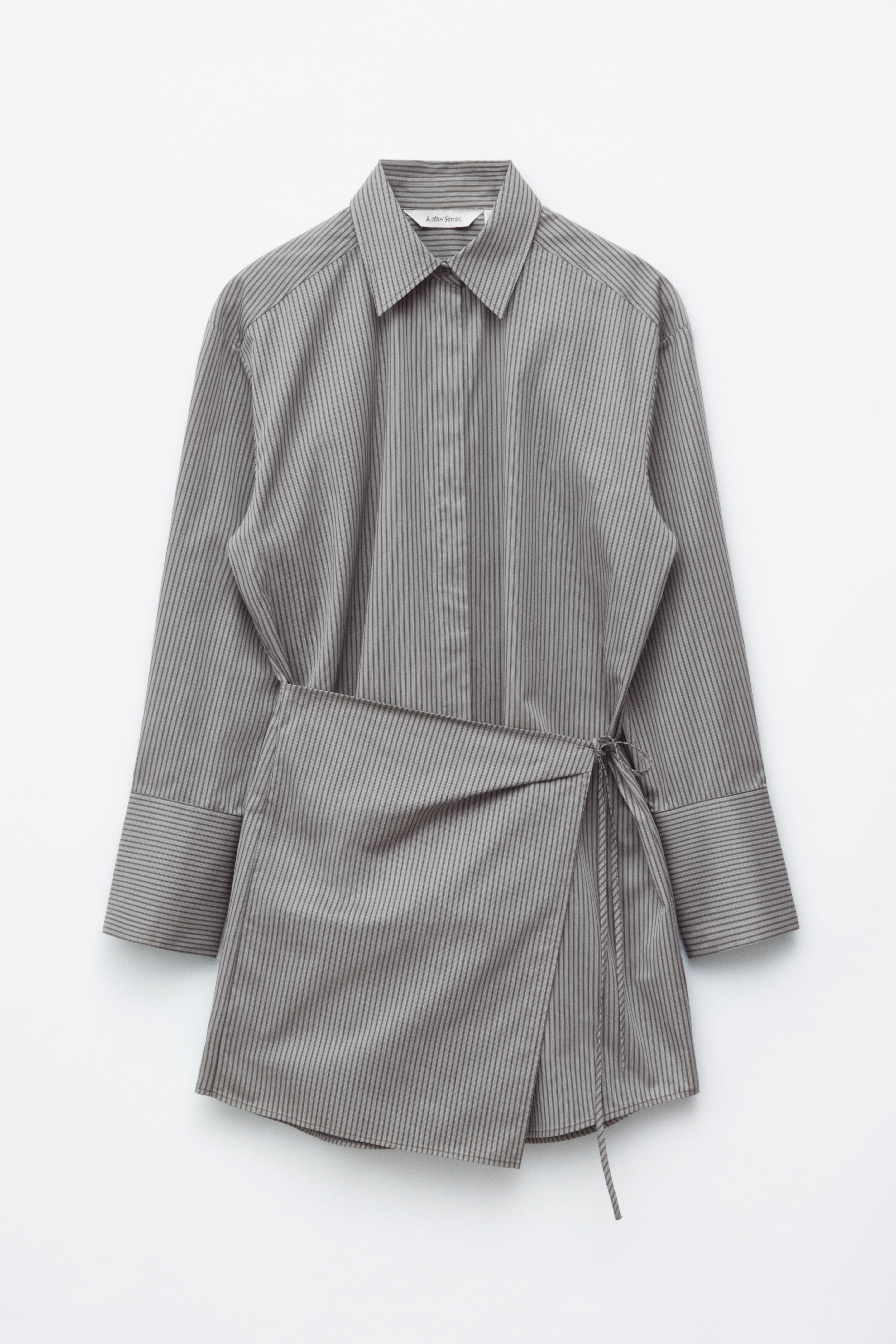 Miniklänning med omlott - Grå/kritstrecksrandig/Blå/kritstrecksrandig