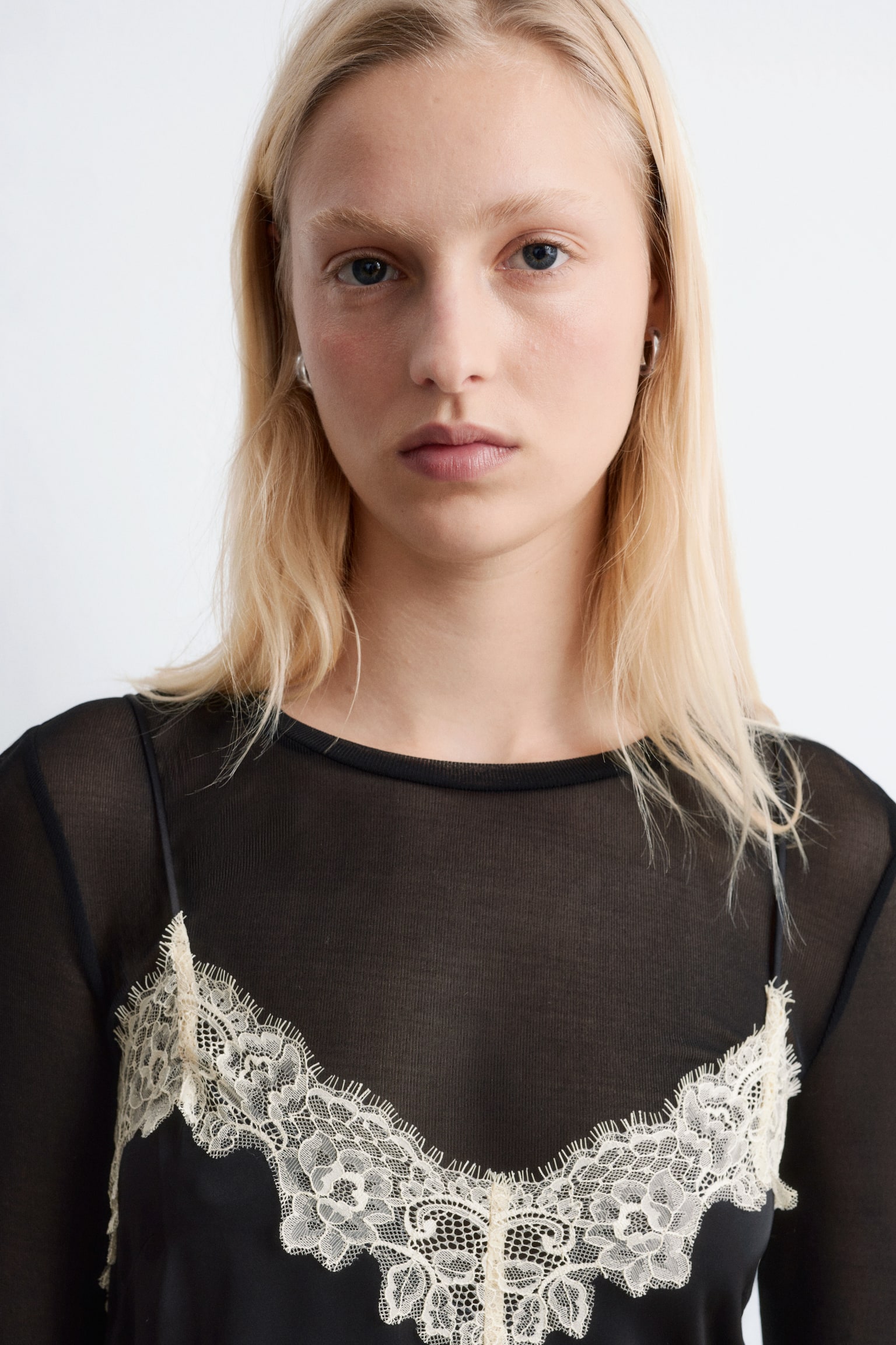 Halflange satijnen slipdress - Zwart - 6