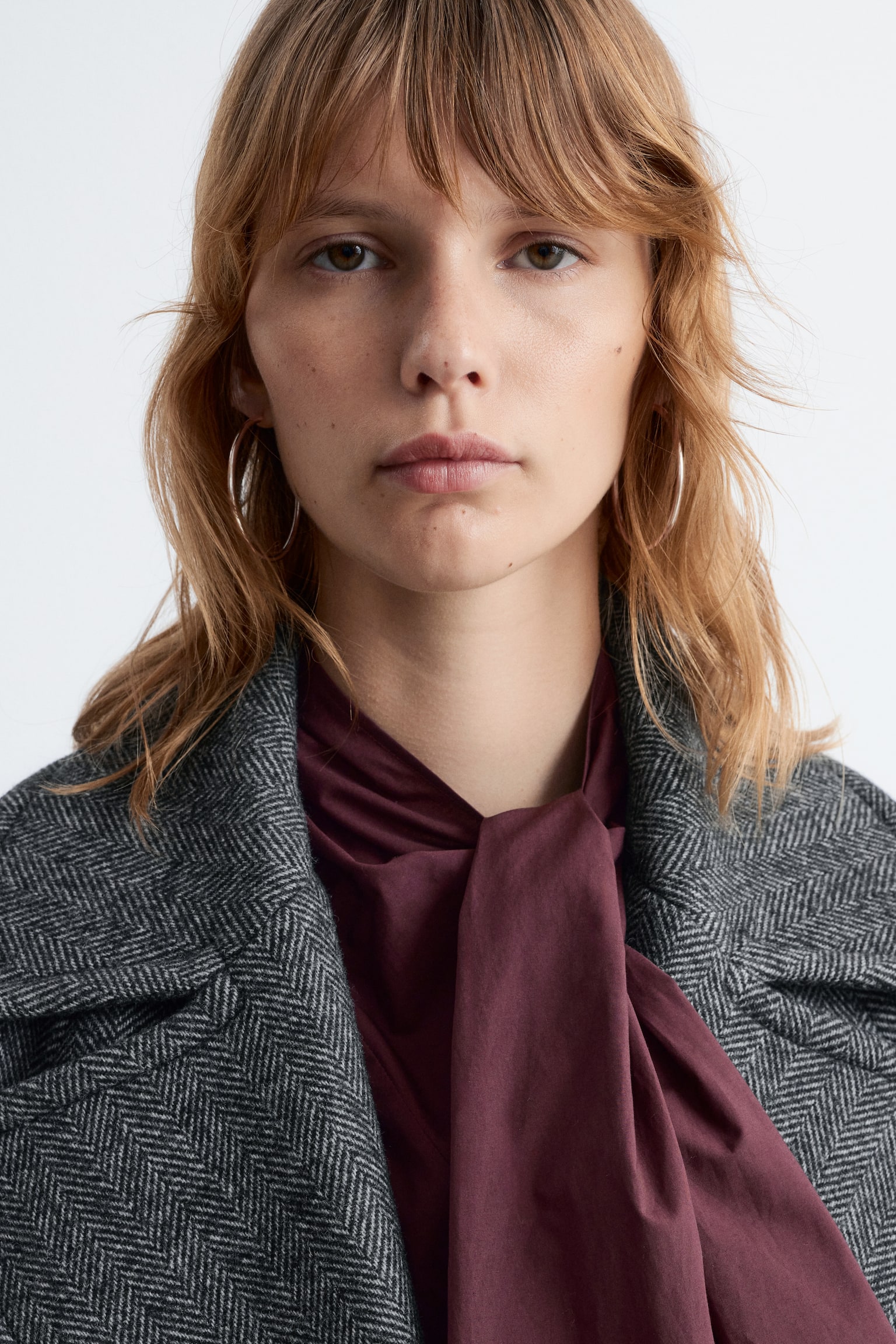 Kurzer zweireihiger Wollmantel - Dunkelgrau - 5