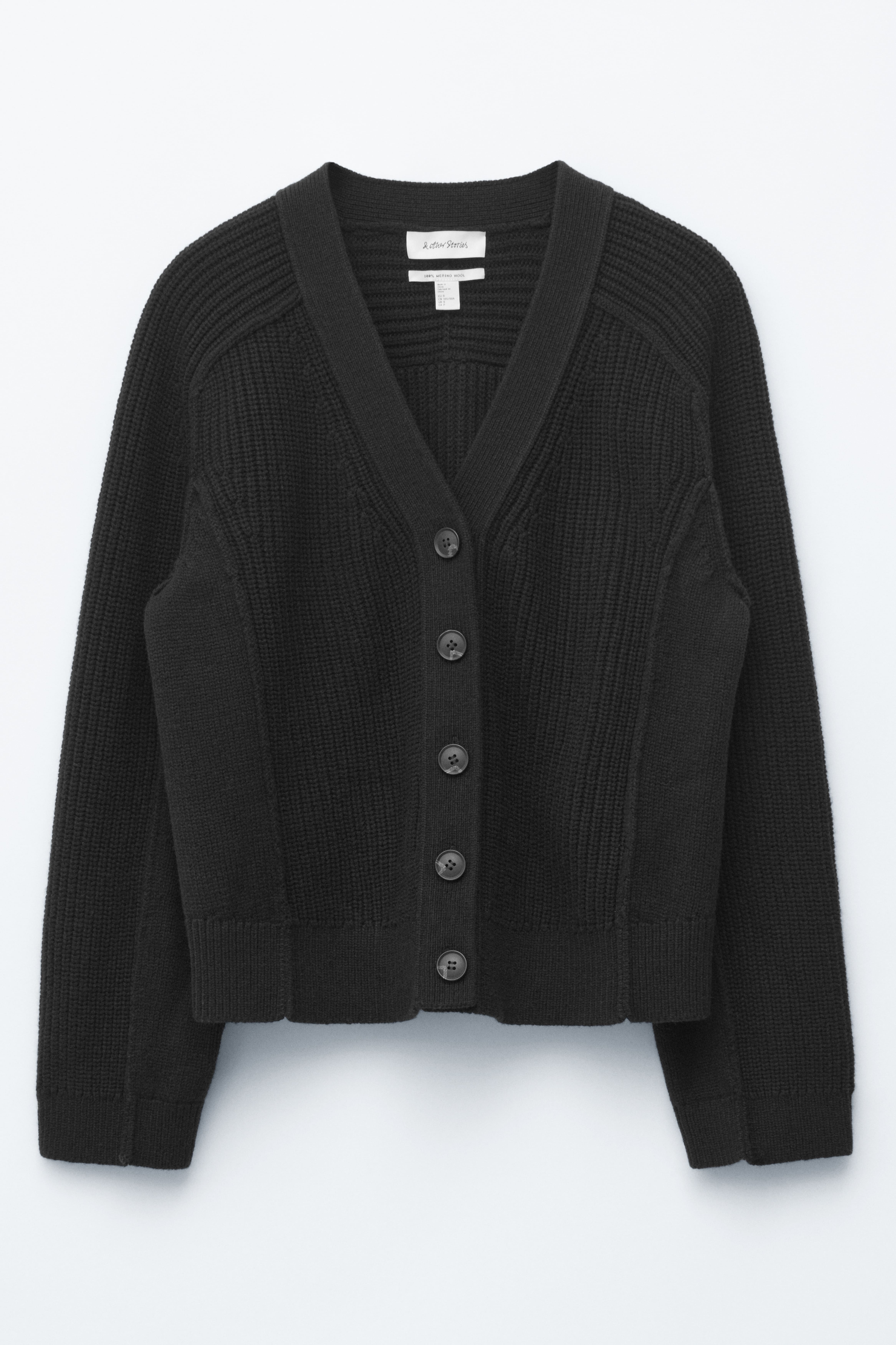 Cardigan in lana merino - Nero/Crema