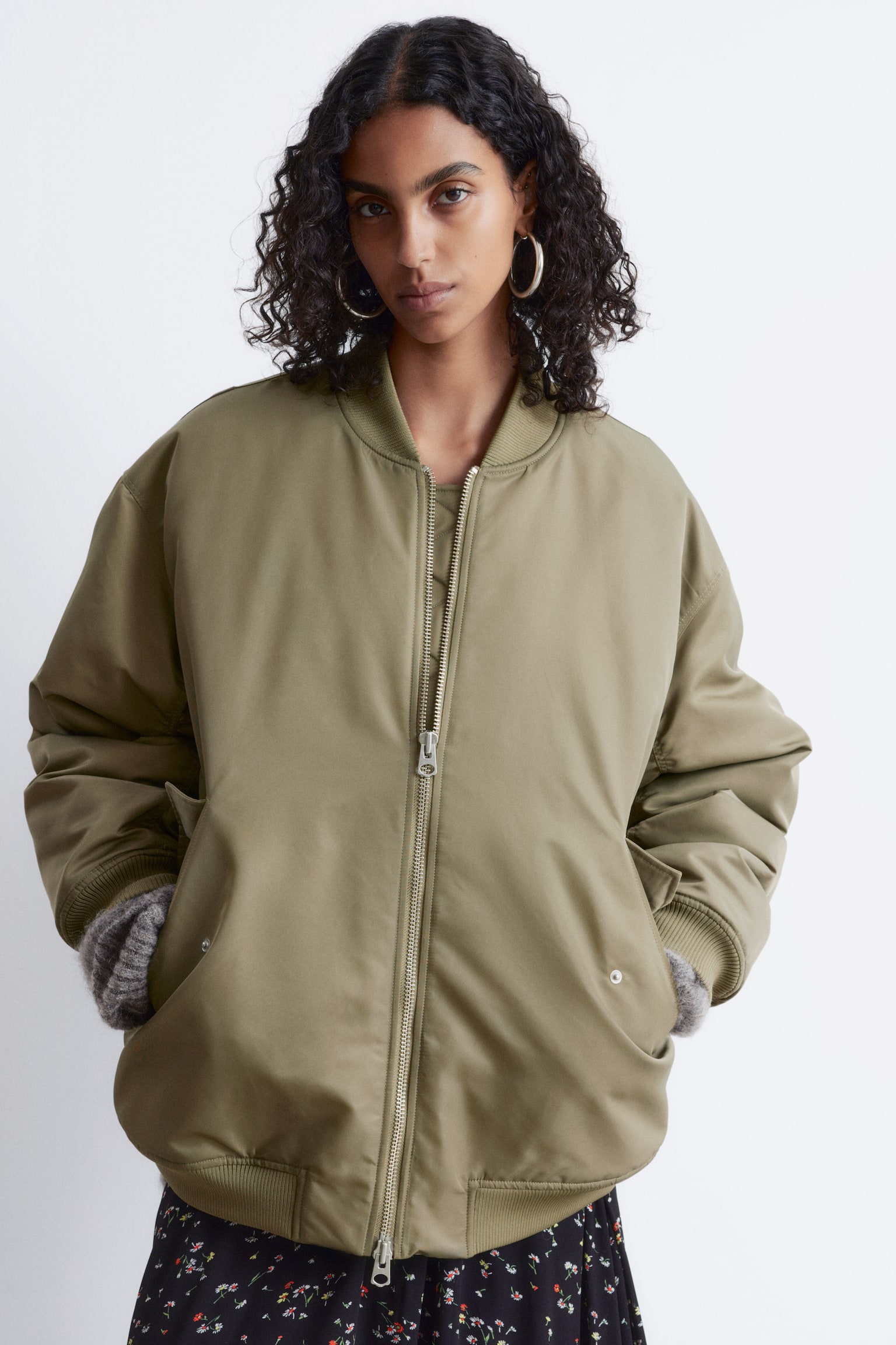 Lange Bomberjacke - Khaki/Khaki - 3