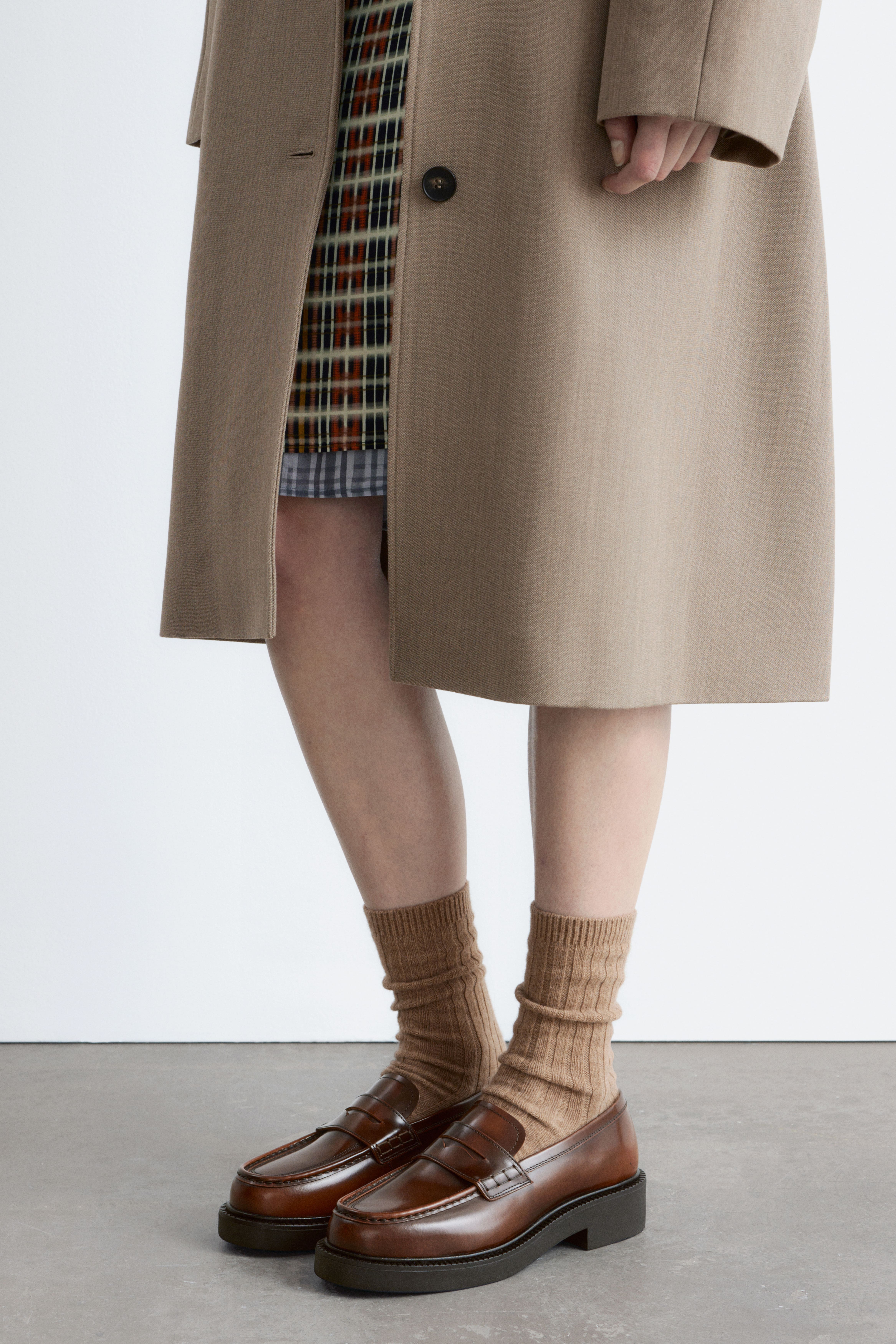 Mocassini chunky in pelle - Marrone/Nero/Marrone scuro