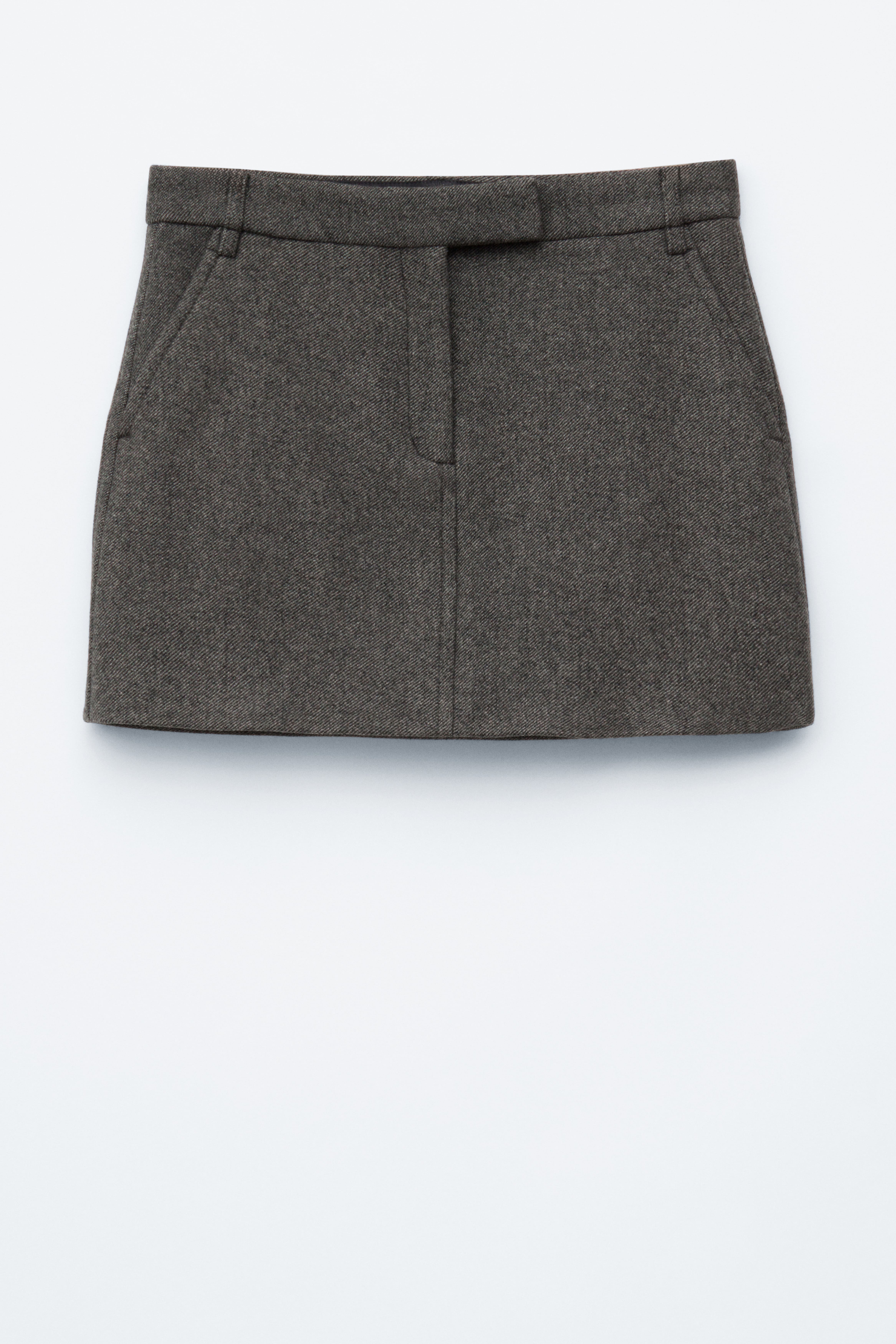 Minirock aus Wolle - Dunkelgrau/Taupe