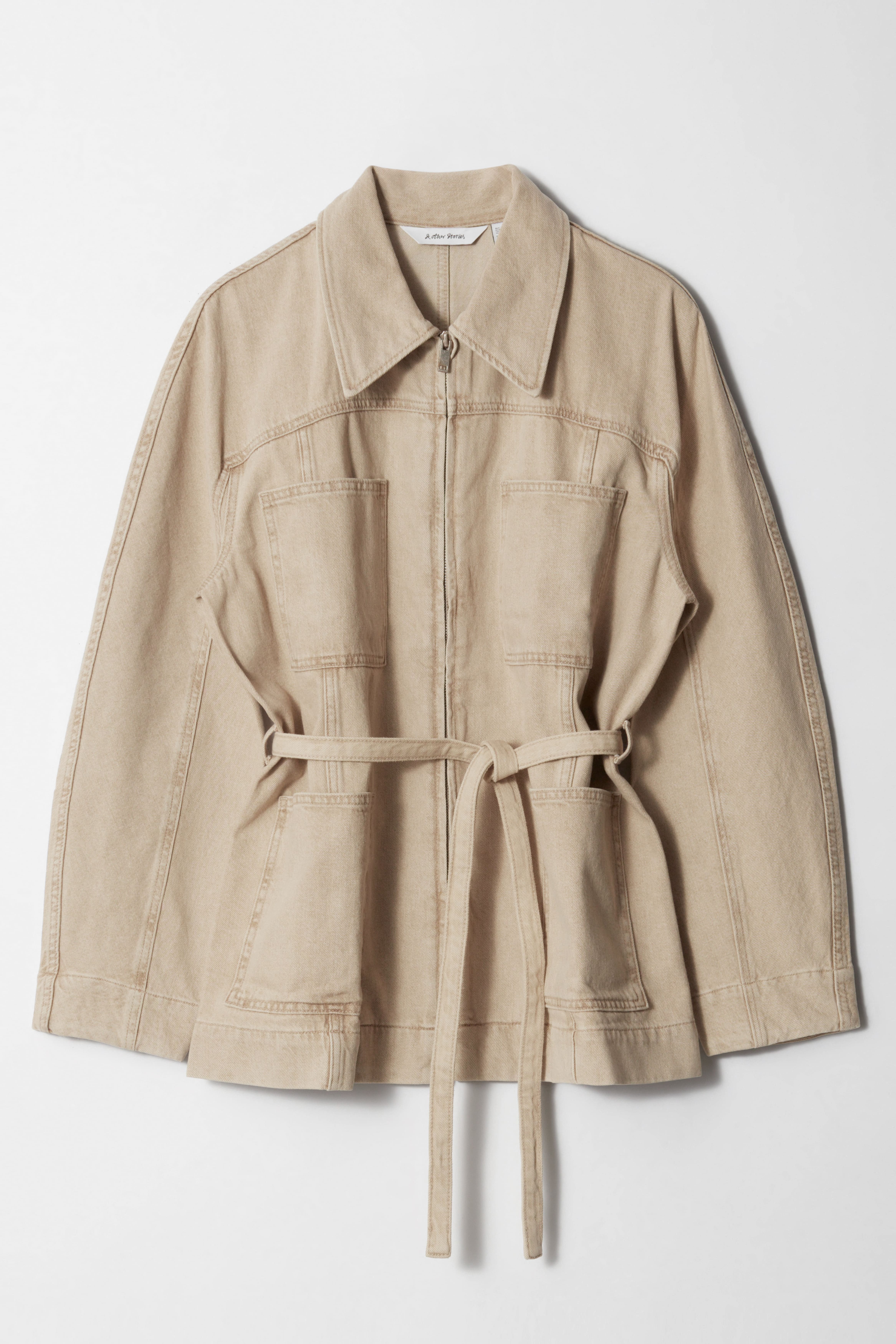 Denim jasje met riem - Beige