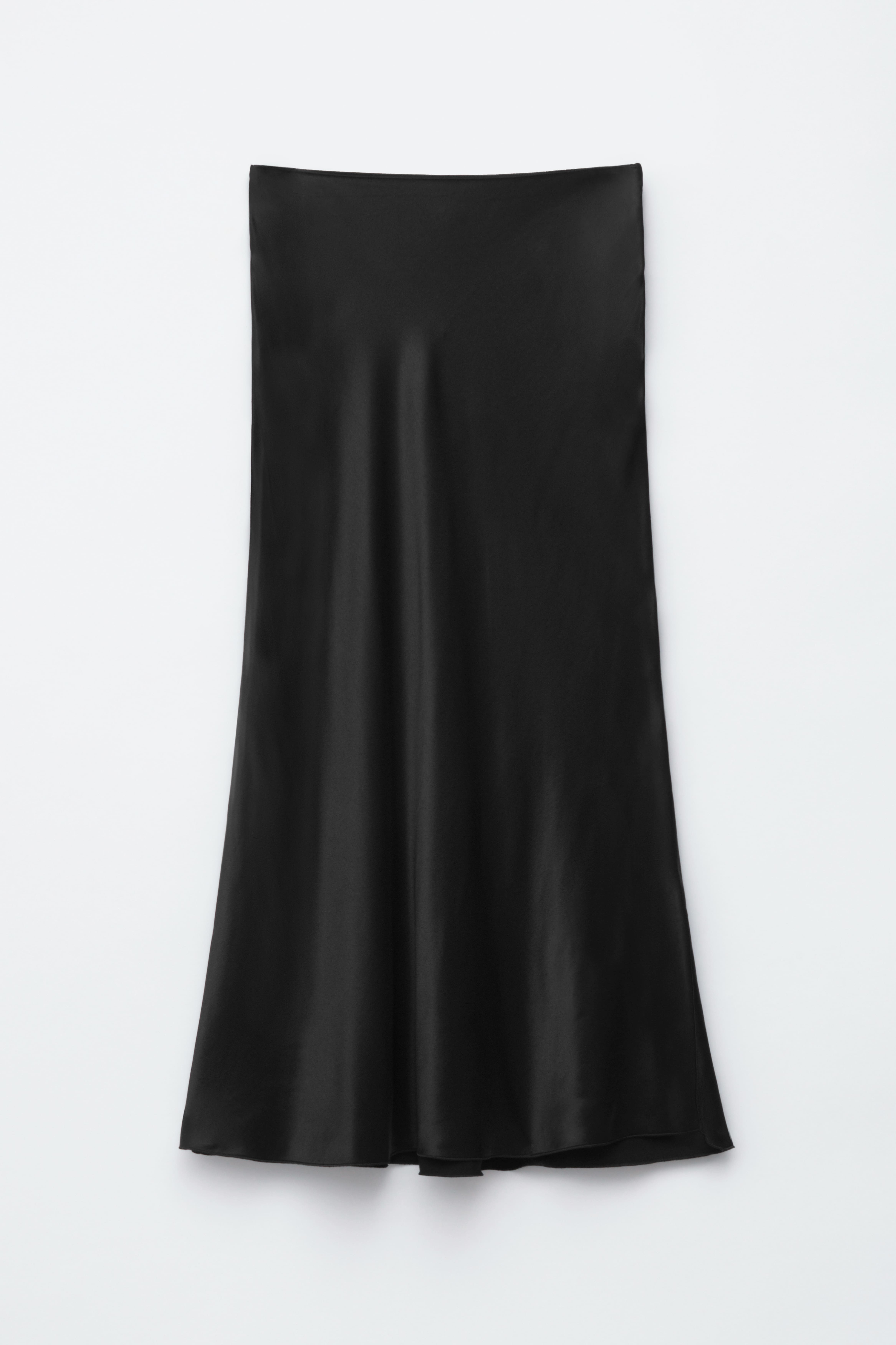 Gonna midi in raso - Nero/Marrone scuro