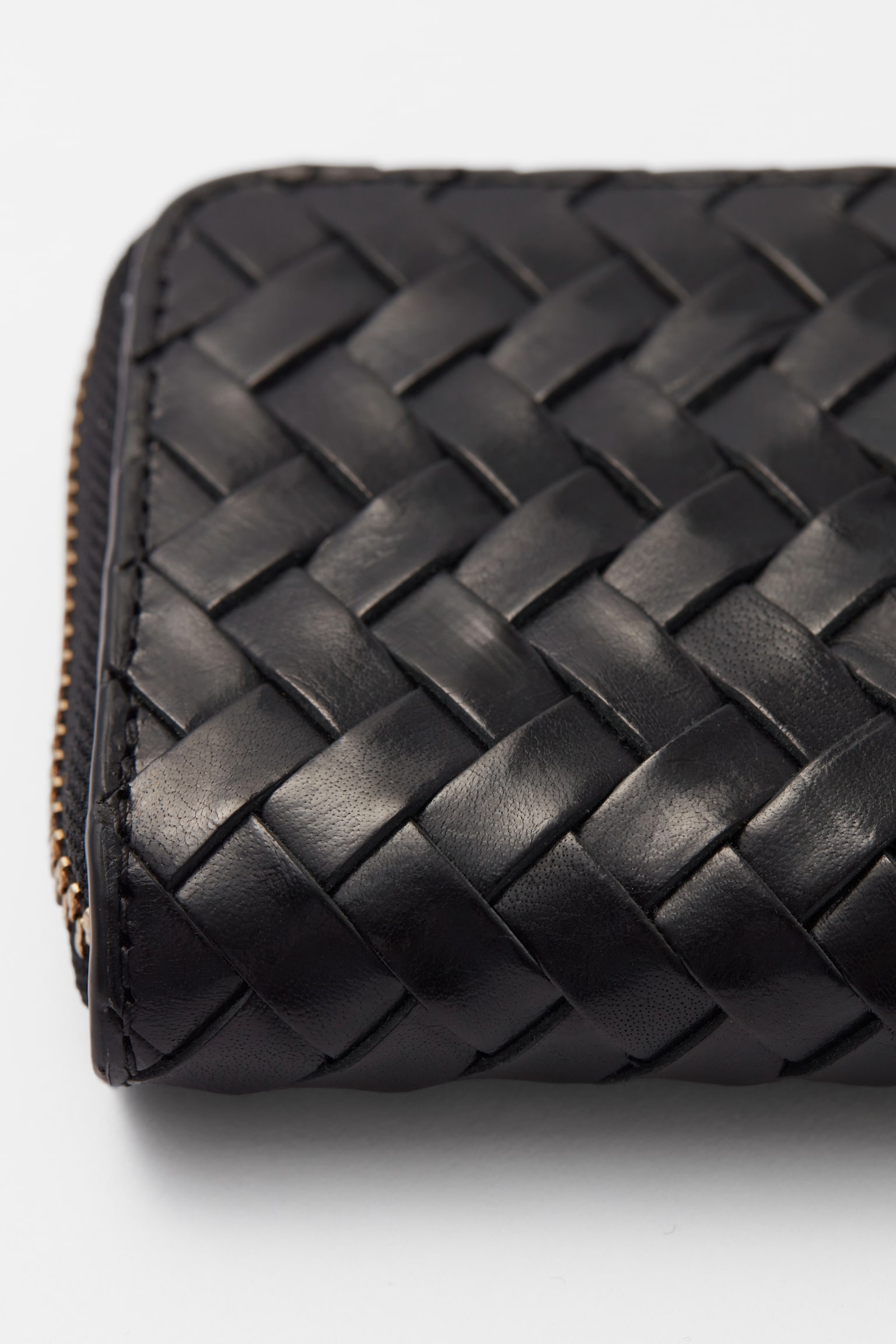 Braided Leather Wallet - Black/Brown - 2