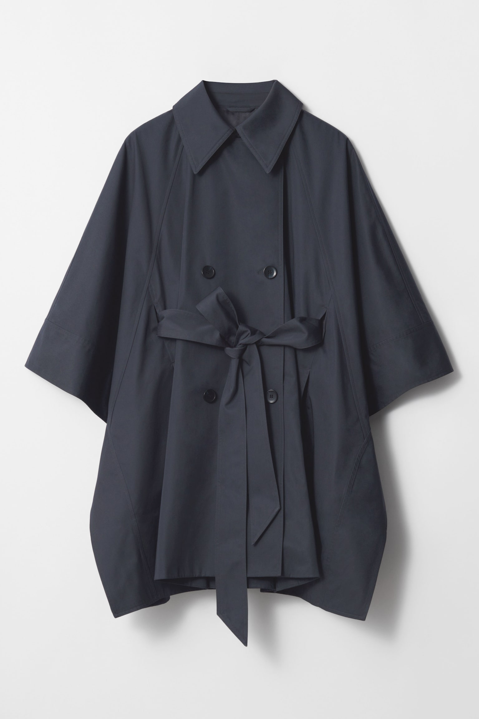 Oversized Trenchcoat Cape - Navy - 2