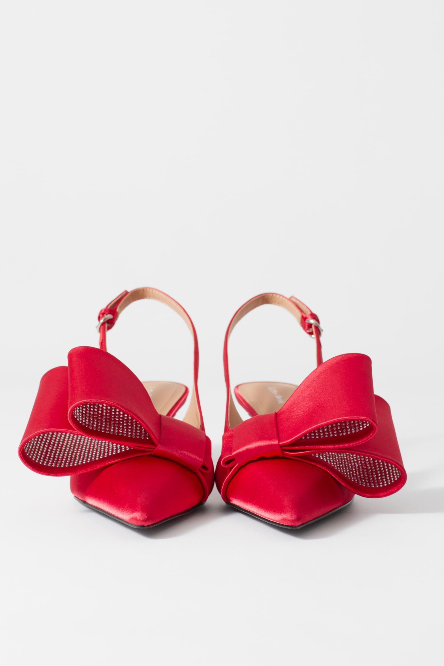 Bow-Embellished Satin Pumps - Red satin - 7