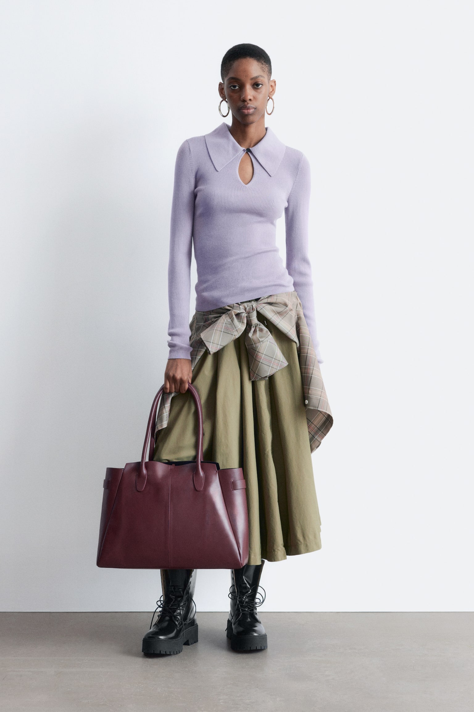 Top met kraag en opening - Lichtpaars - 1