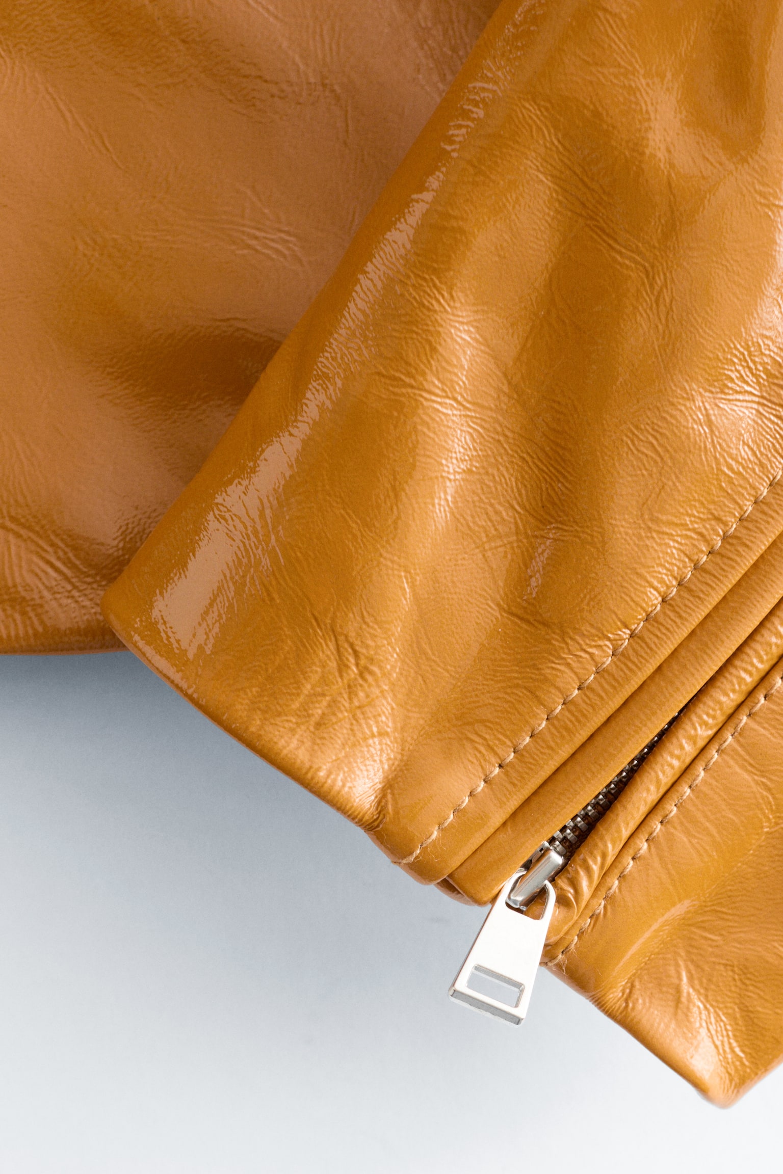 Lakleren bikerjack - Okergeel - 5