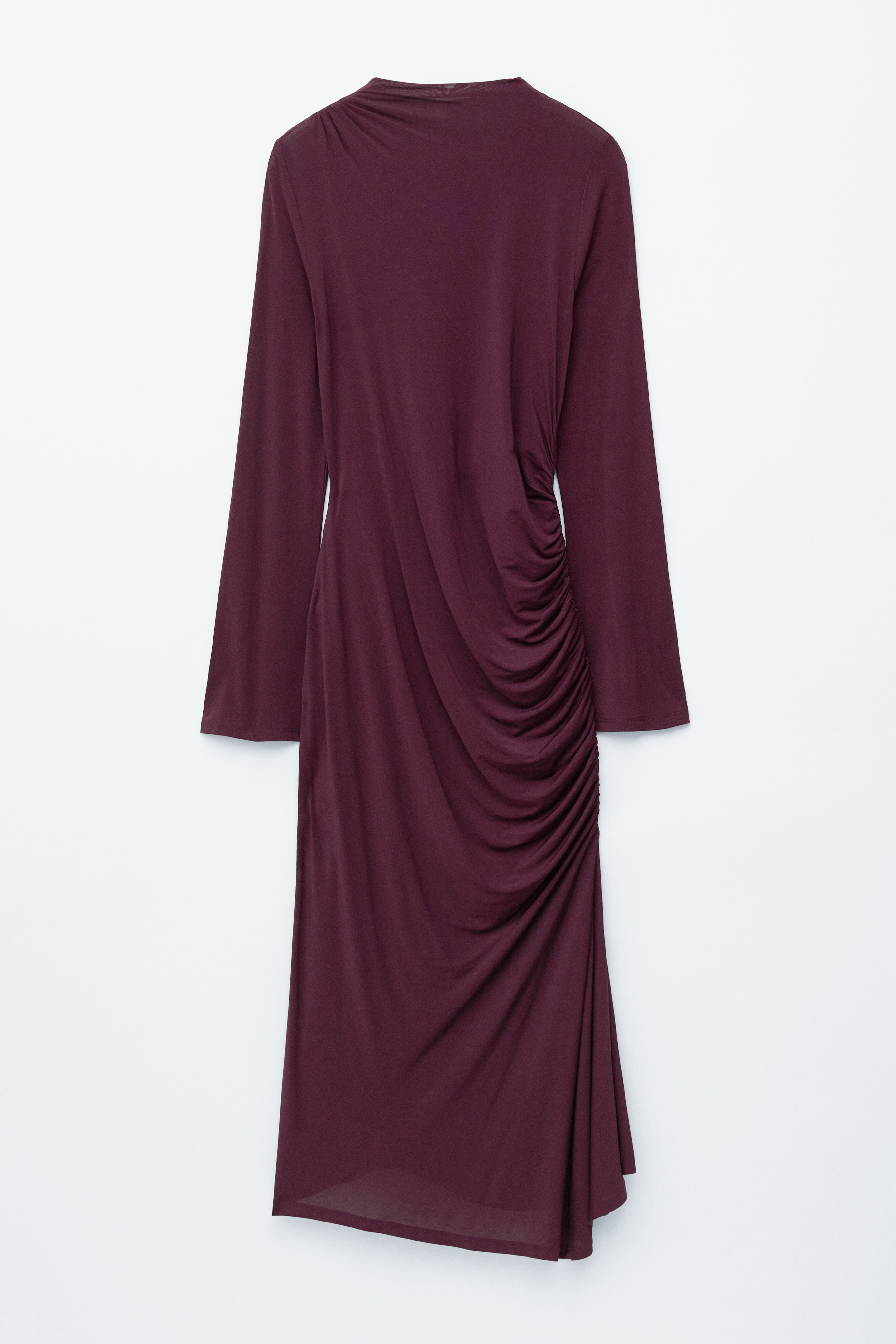 Gerafftes Midikleid - Dunkelviolett