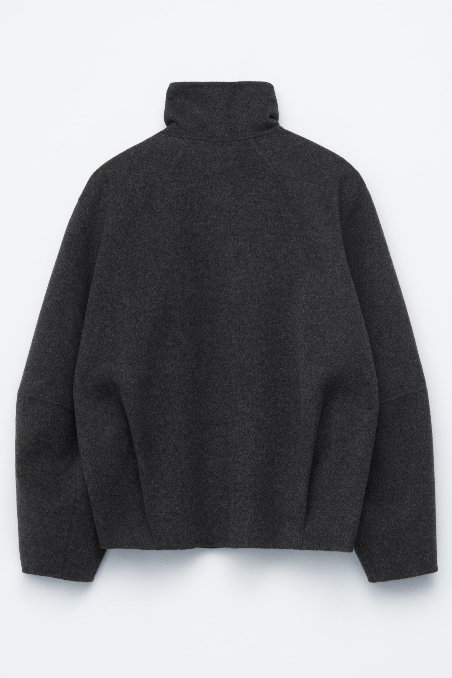 Uldjakke med lynlås - Dark Grey/Dark Beige - 5