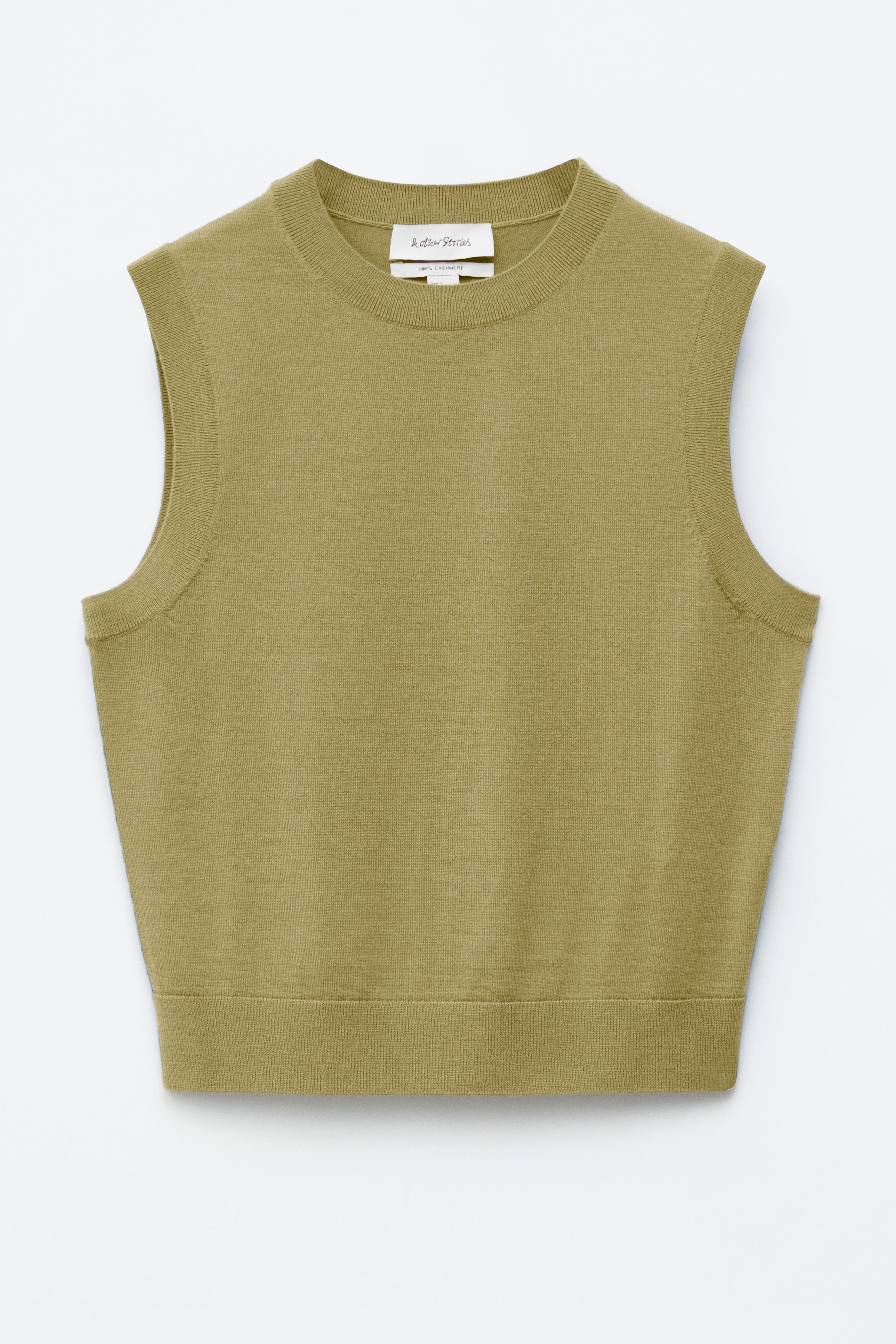 Pull sans manches en cachemire - Vert kaki