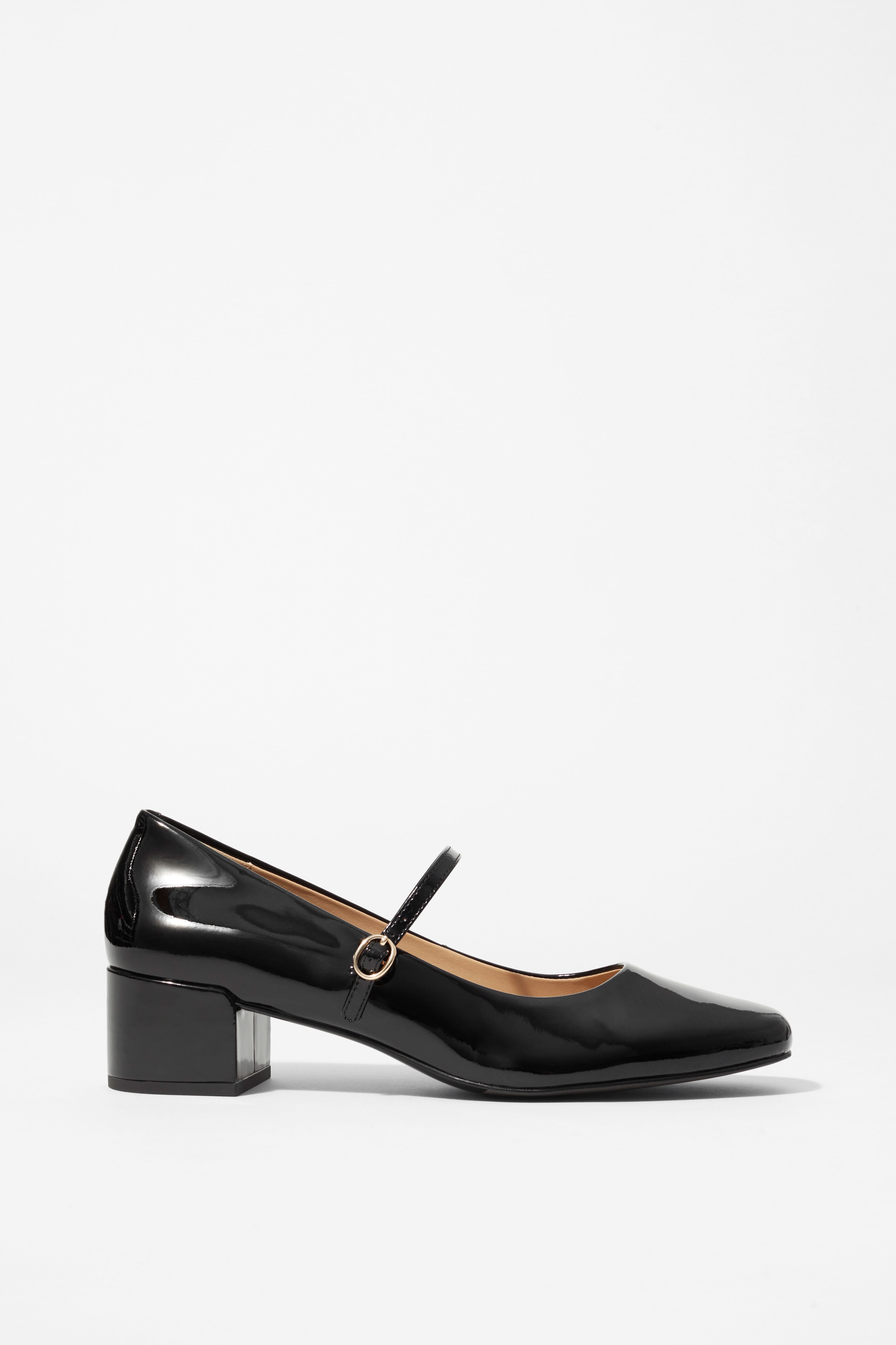 Mary Jane-pumps i læder - Sort/Mørkebrun skildpadde