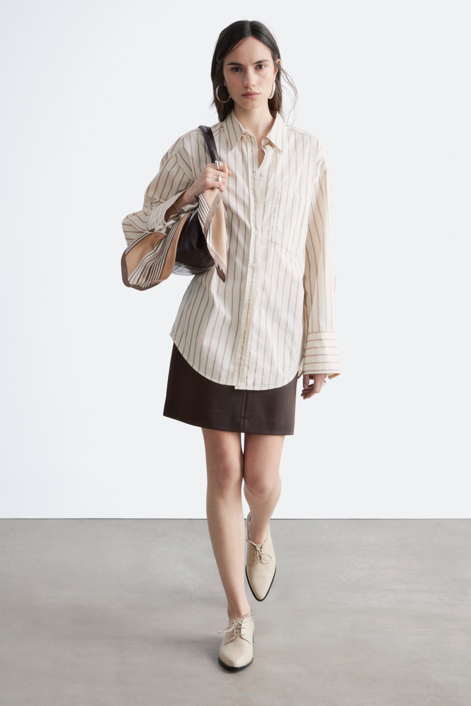 Bomuldsskjorte - Hvid/striber/Lyserøde/røde striber/Brune/blå striber/Mørk beige - 3