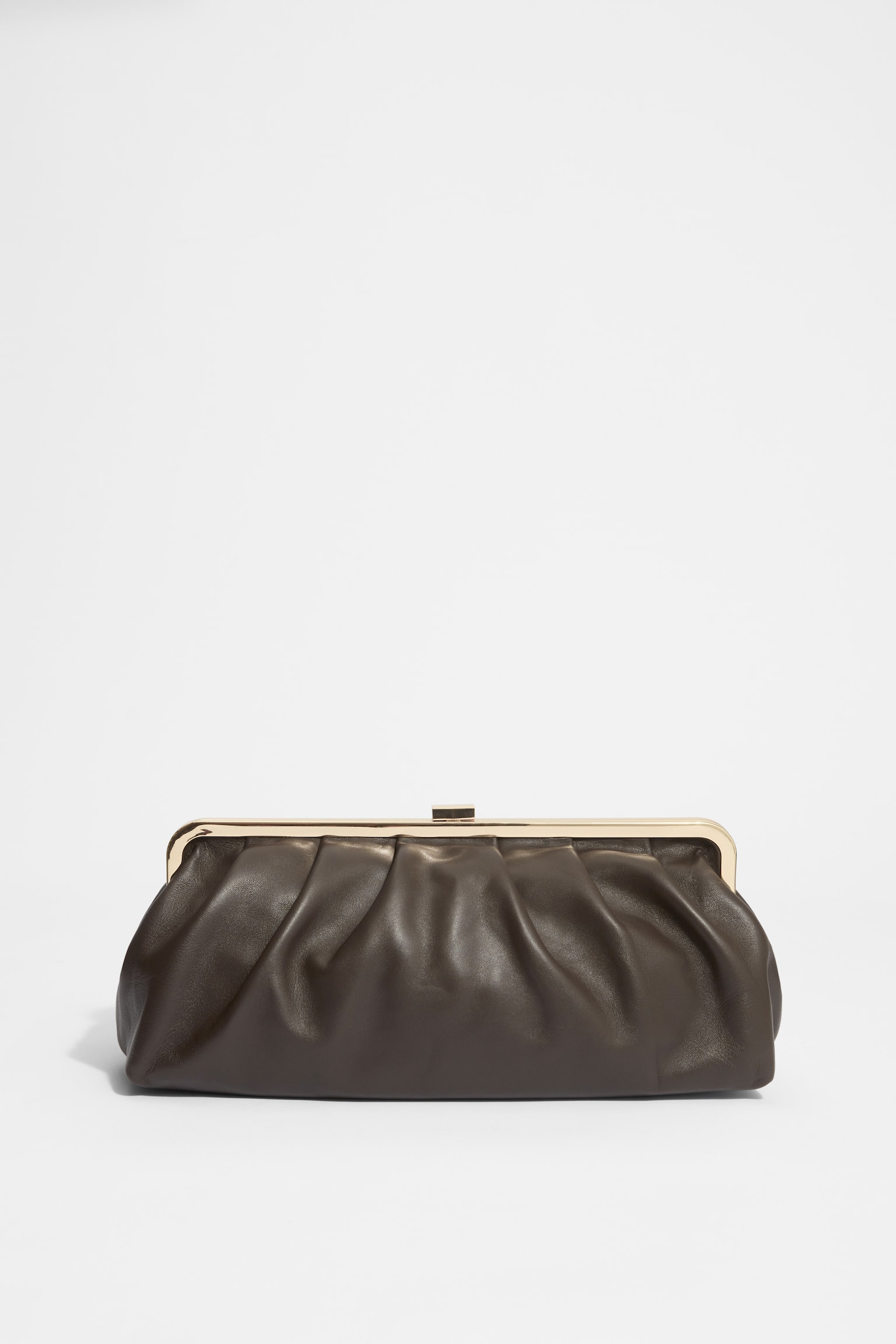 Classic Leather Clutch Bag - Brown - 2