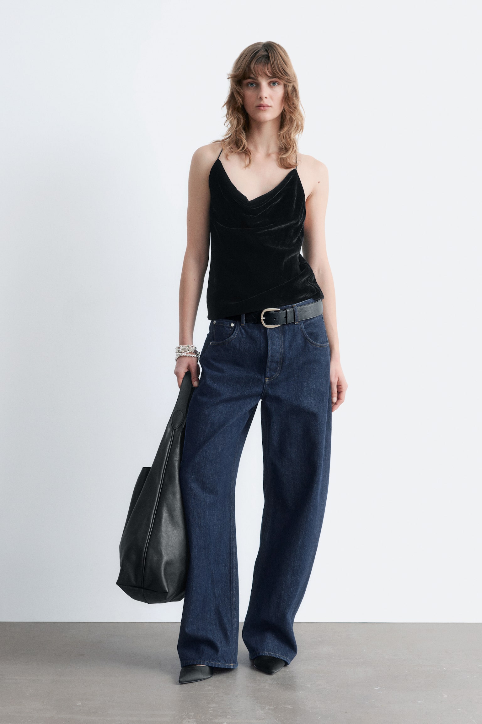 Trägertop aus Samt - Schwarz/Khaki-Braun - 5