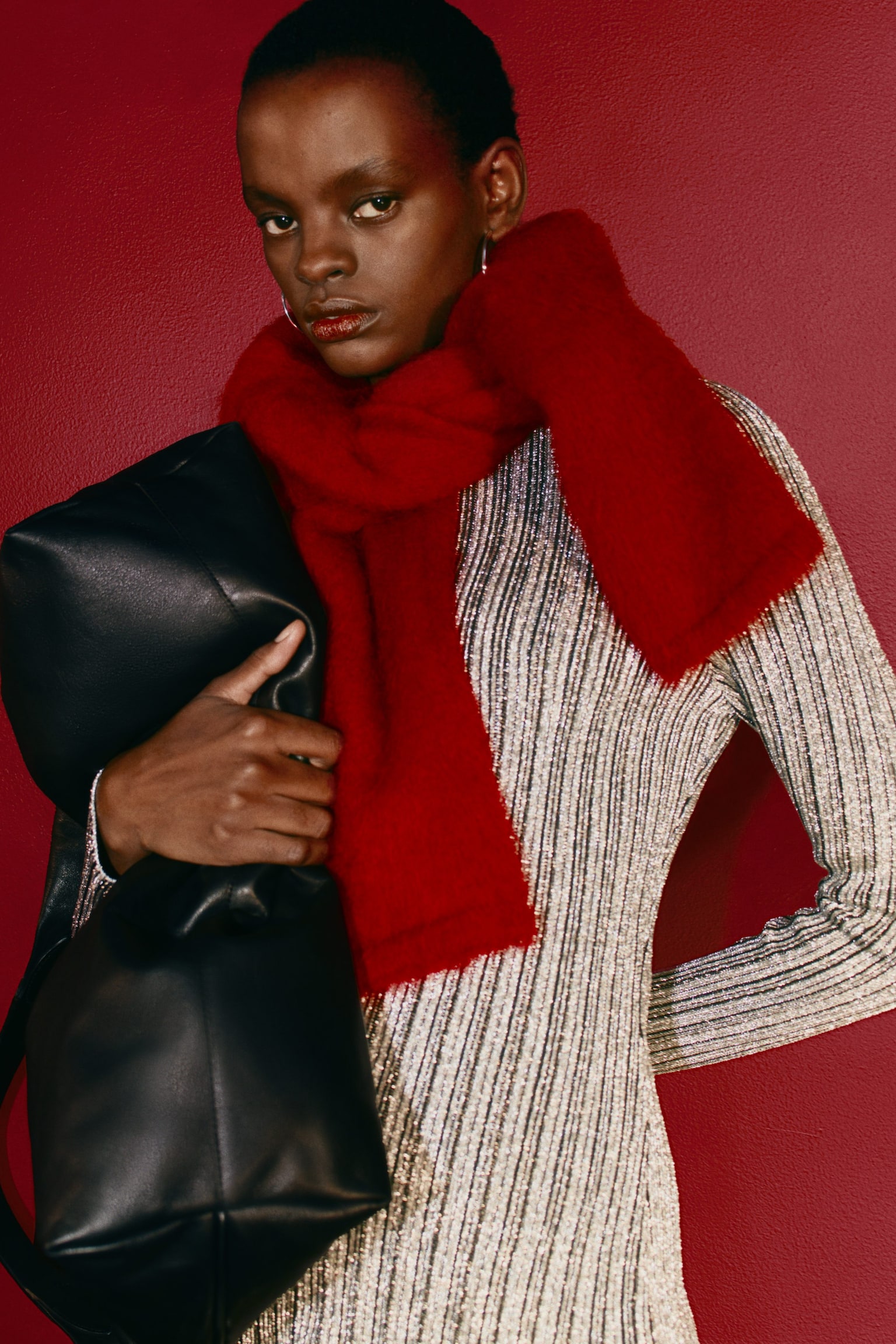 Trui van een geborstelde mohairmix - Dieprood/Donkerbeige/Donkerpaars - 8