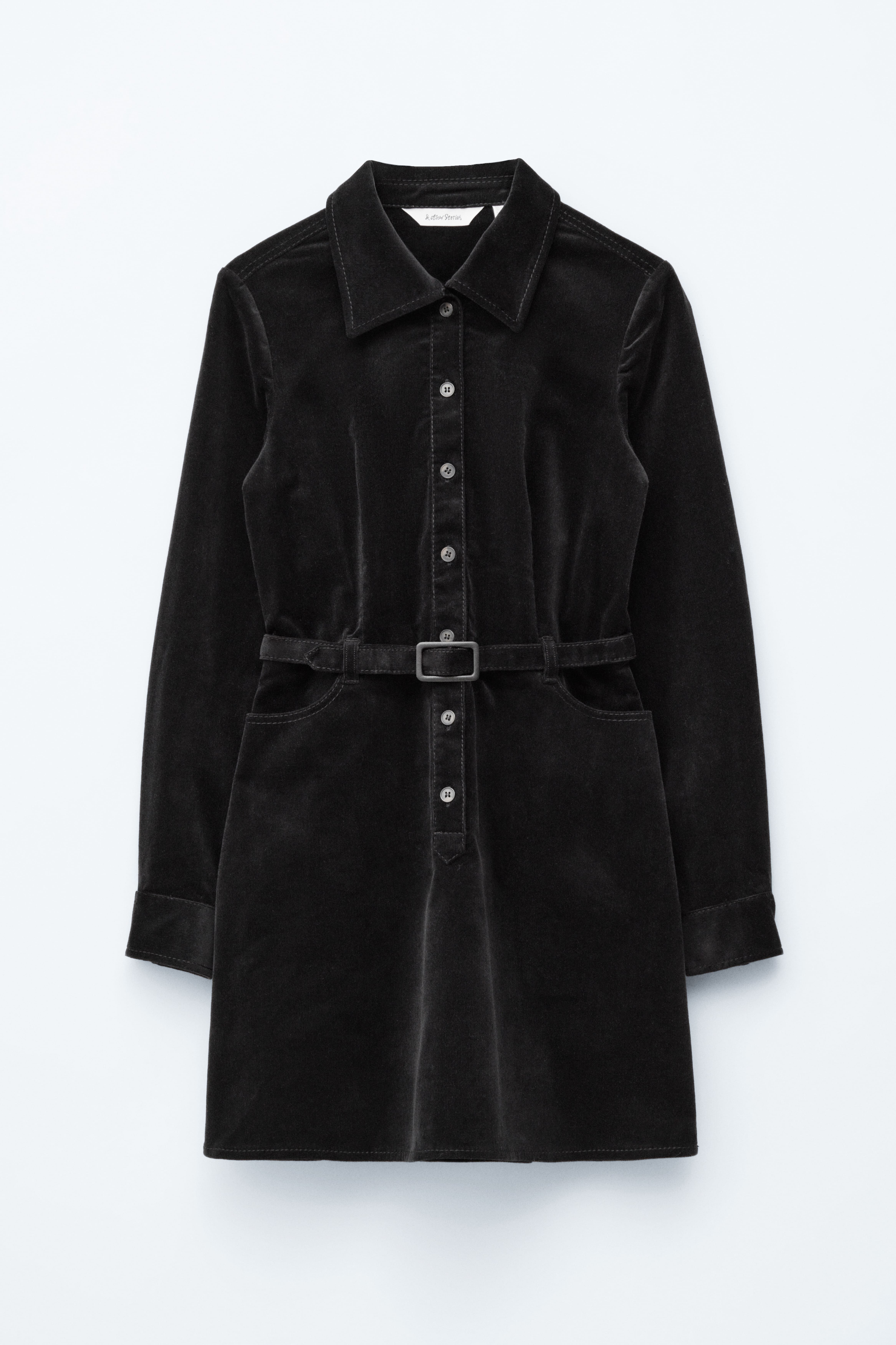 Minikleid aus Samt mit Gürtel - Schwarz