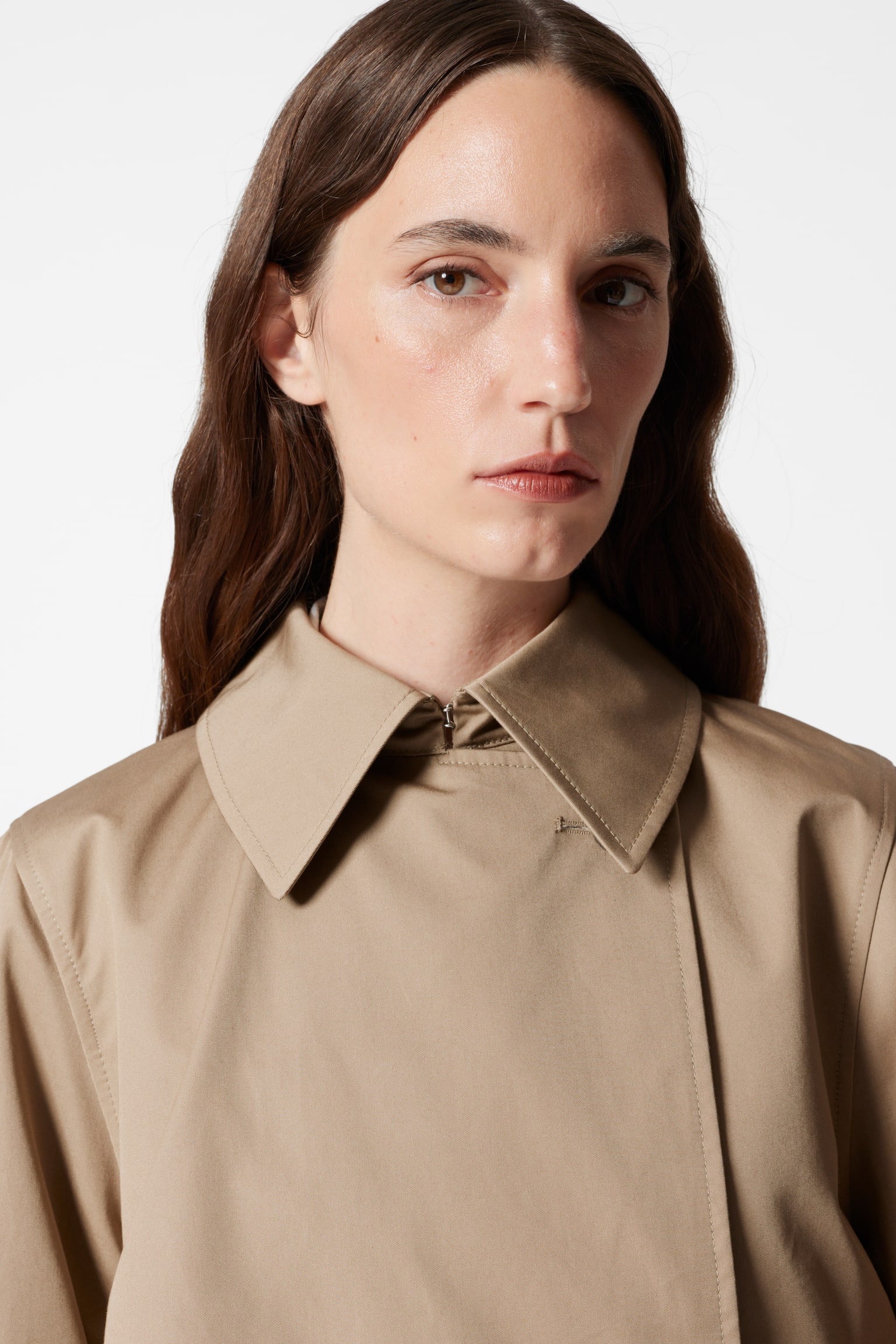 Short Trench Coat Jacket - Beige/Black/Khaki - 9