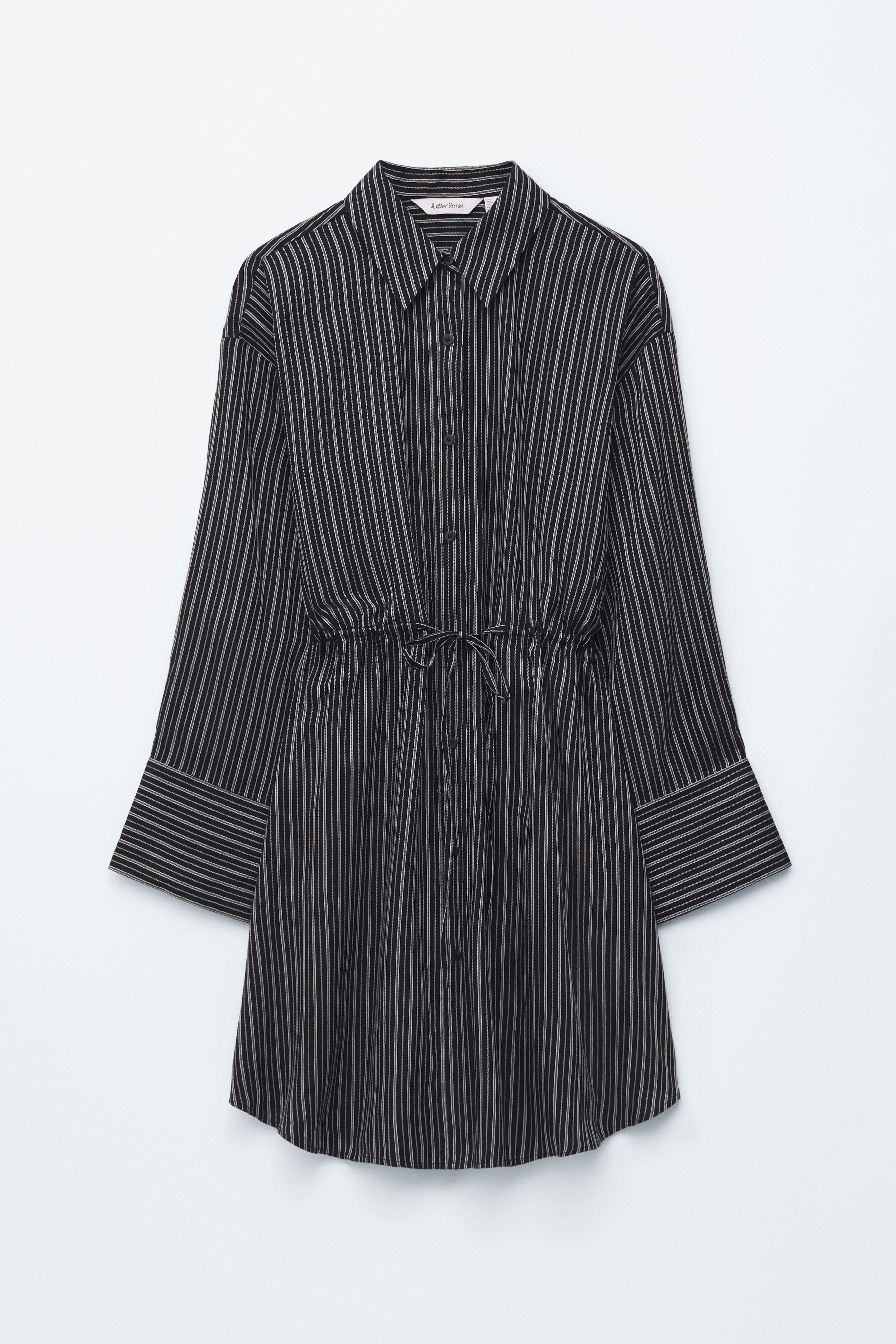 Oversized mini-overhemdjurk - Zwart/wit gestreept