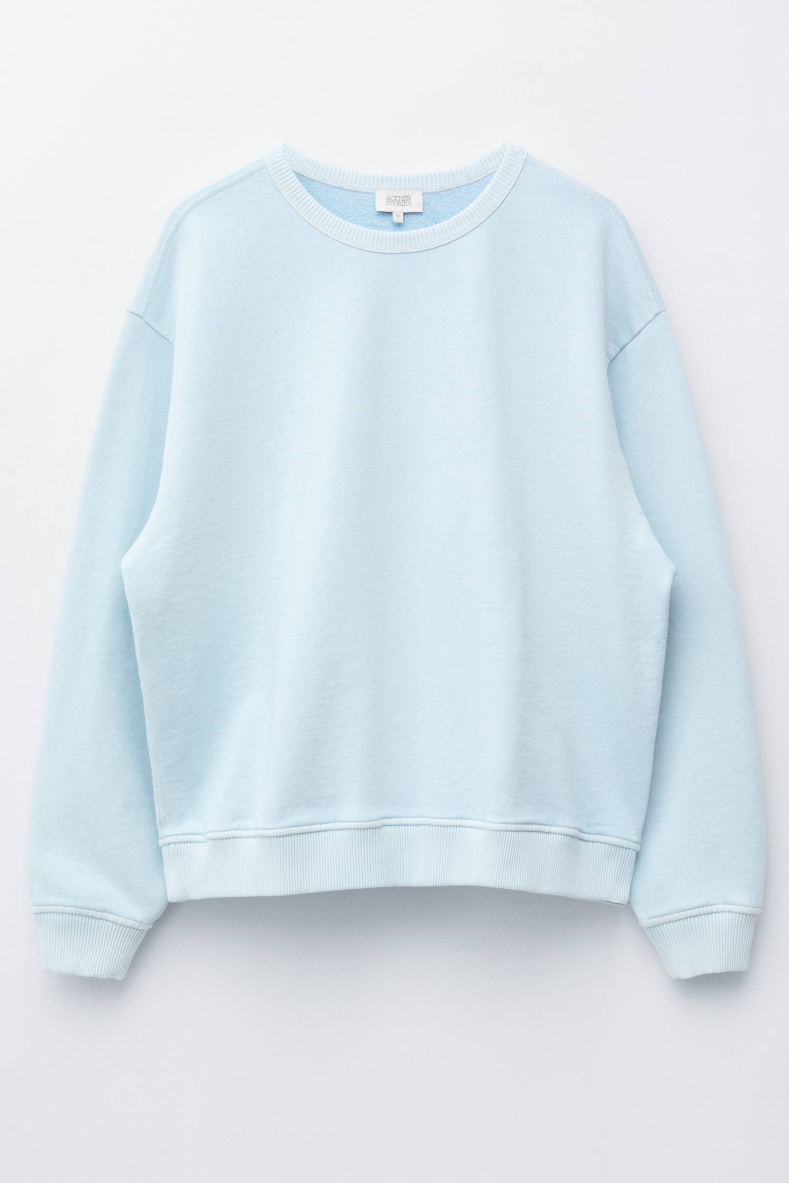Oversized sweatshirt i bomuldsjersey - Lyseblå/Klar gul