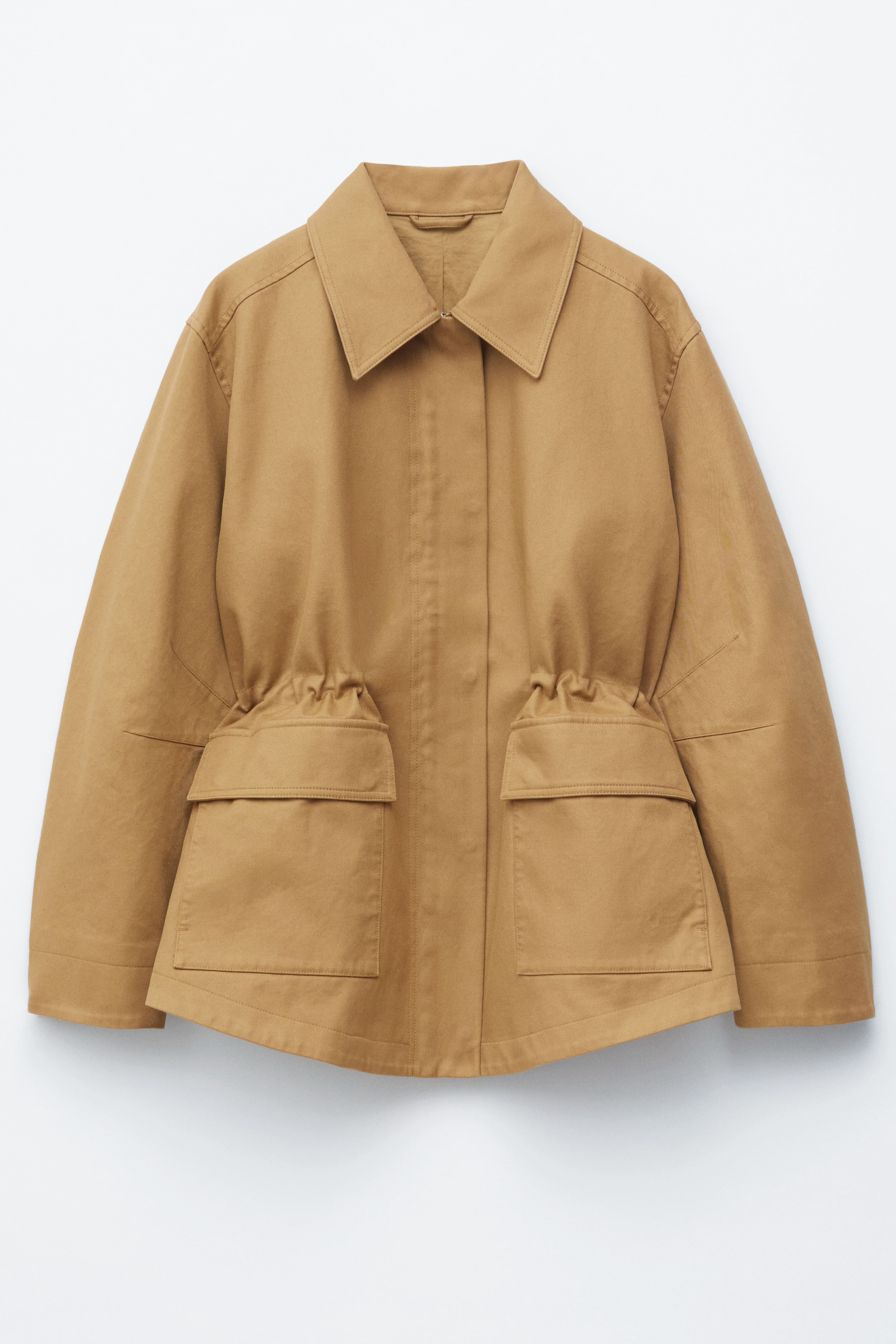 Giacca utility oversize con coulisse - Giallo senape/Marrone scuro