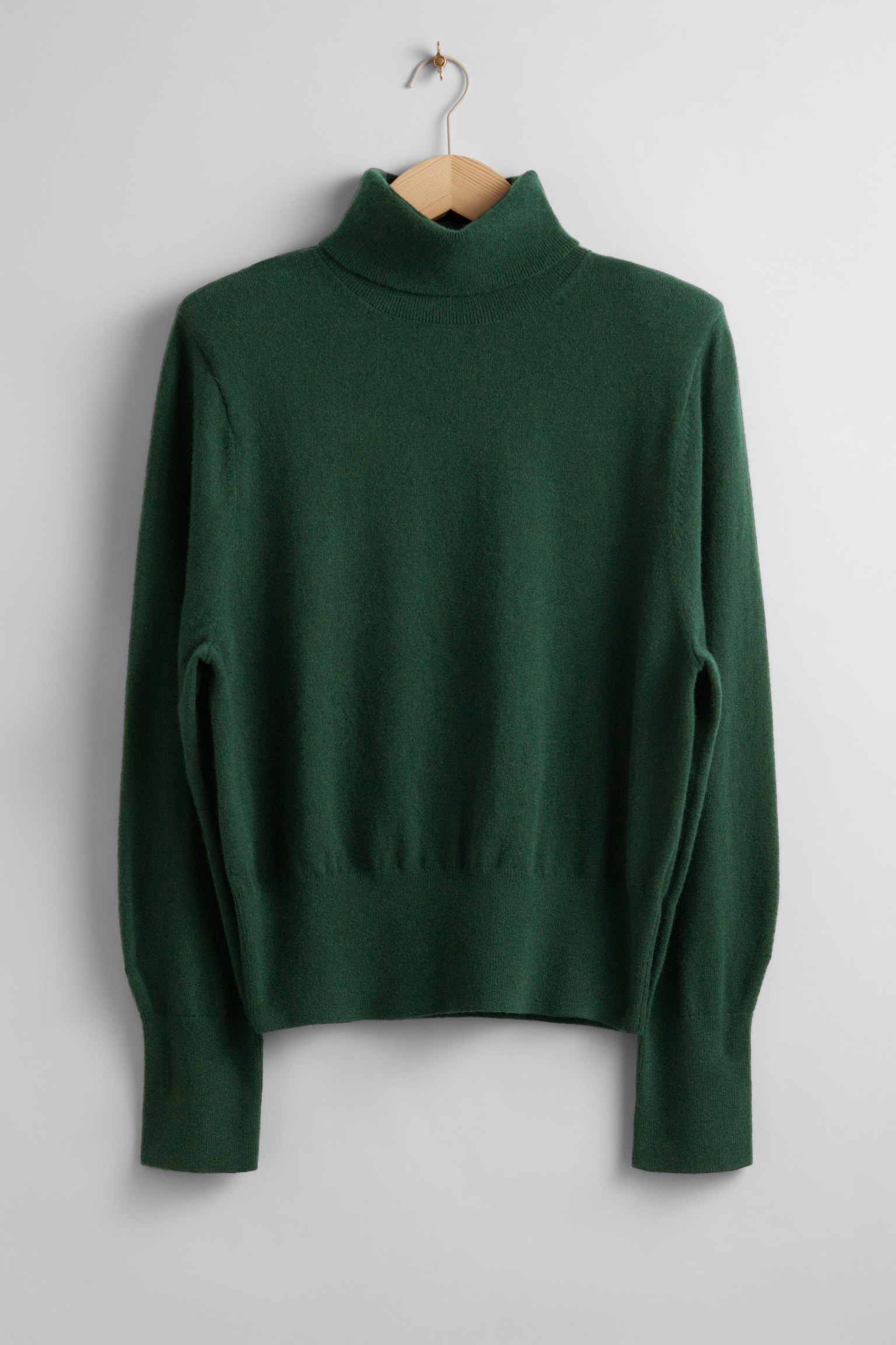 Merino Turtleneck Knit Jumper - Dark Green/Black - 1