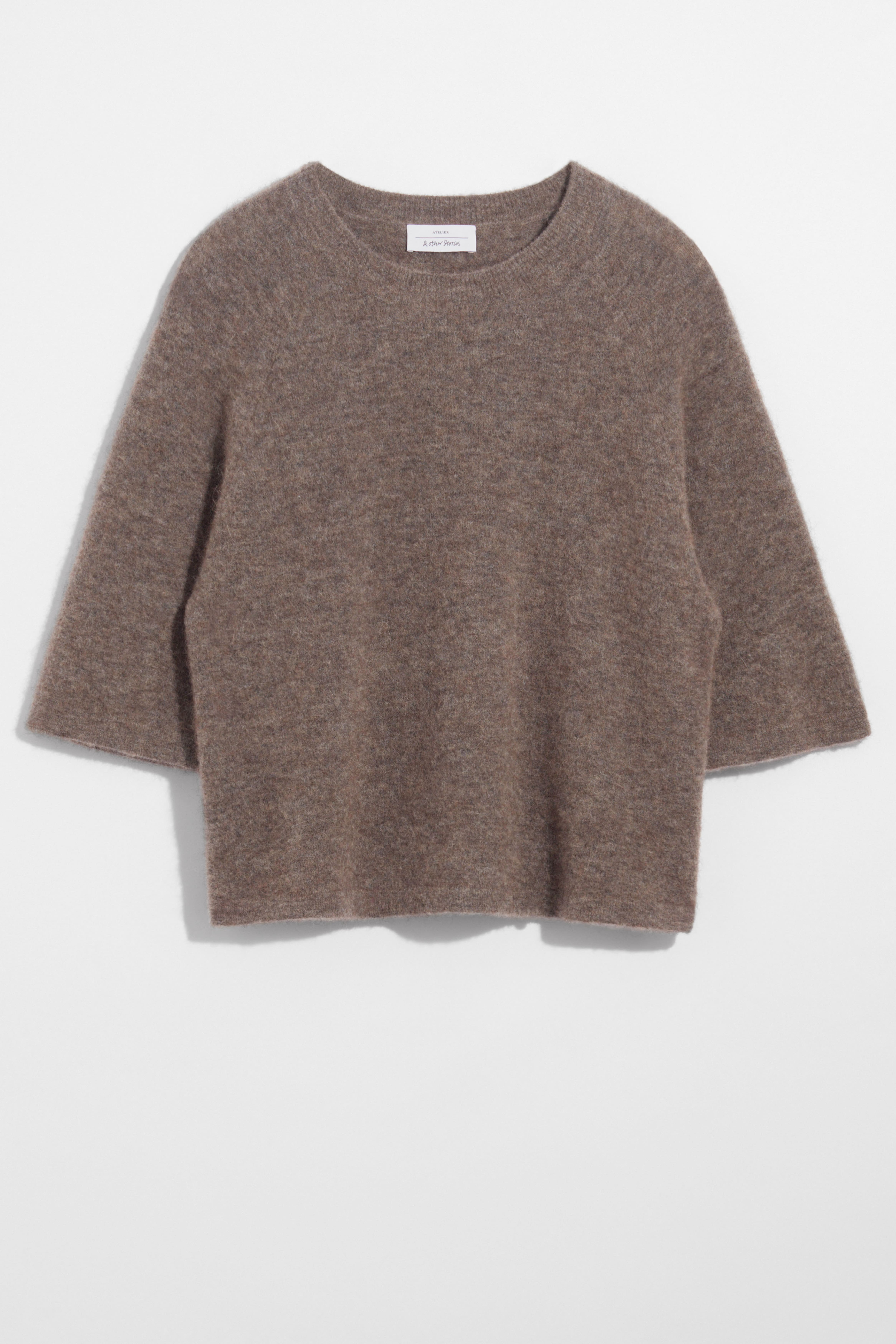 Strickoberteil aus Alpaka-Mix - Graubraun/Weinrot/Hellbeige/Rot