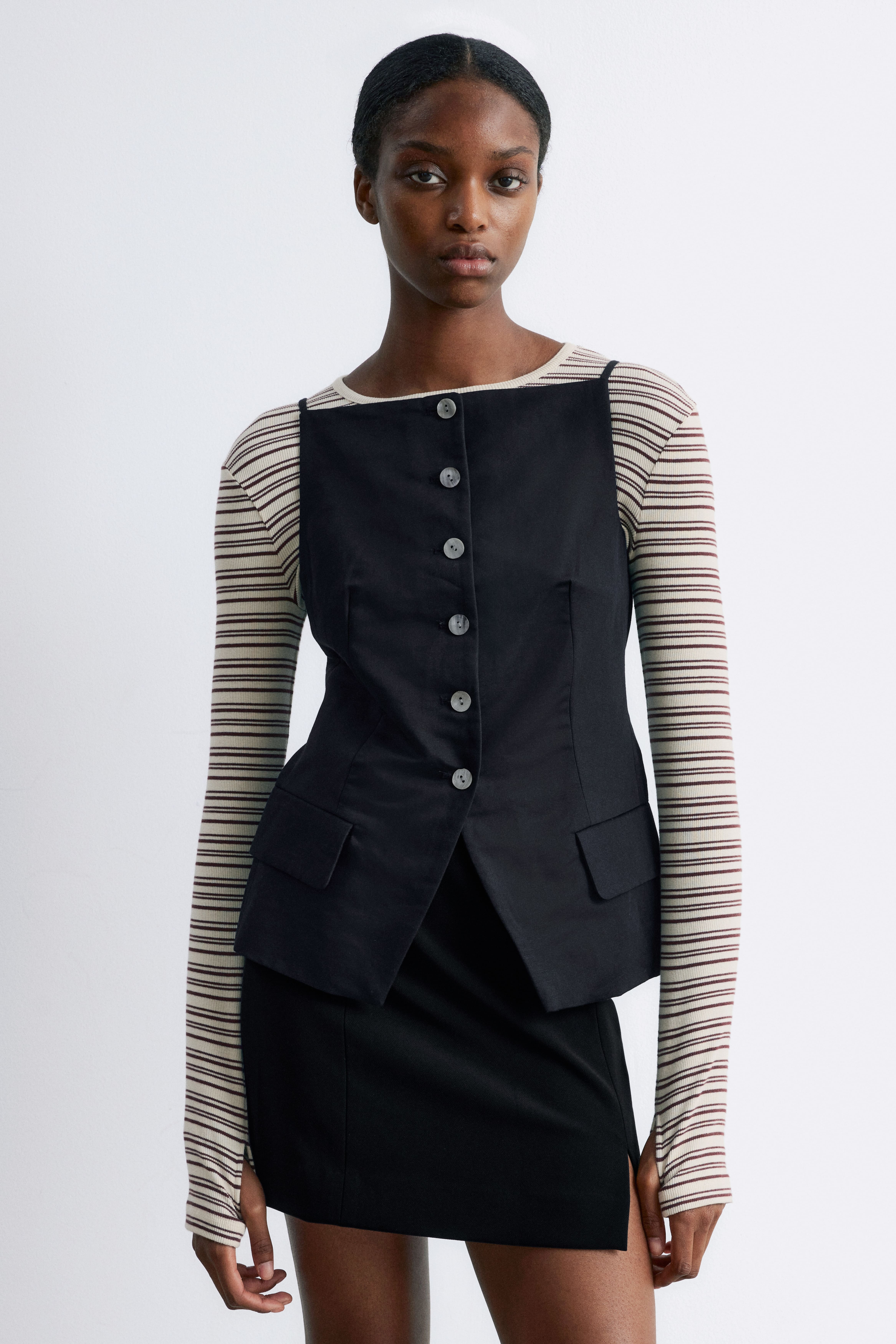 Top sans manches habillé - Noir/Jaune