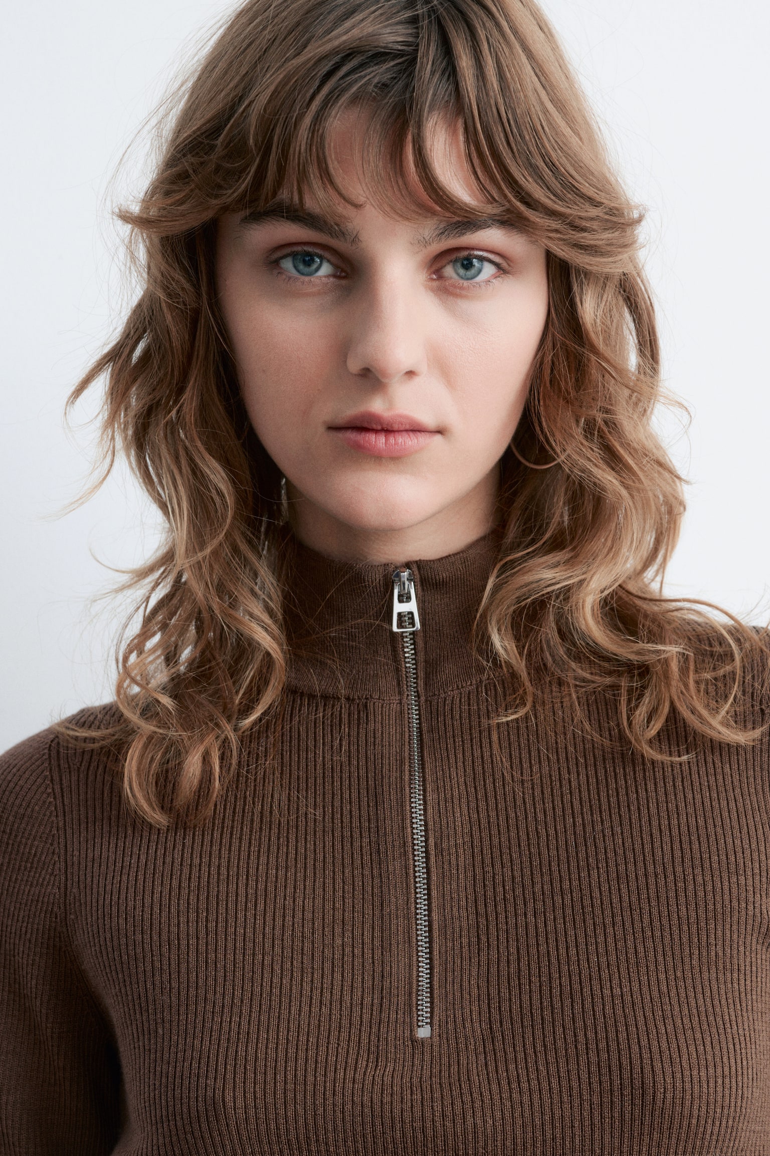 Pullover aus Wolle mit kurzem Reißverschluss - Braun - 4