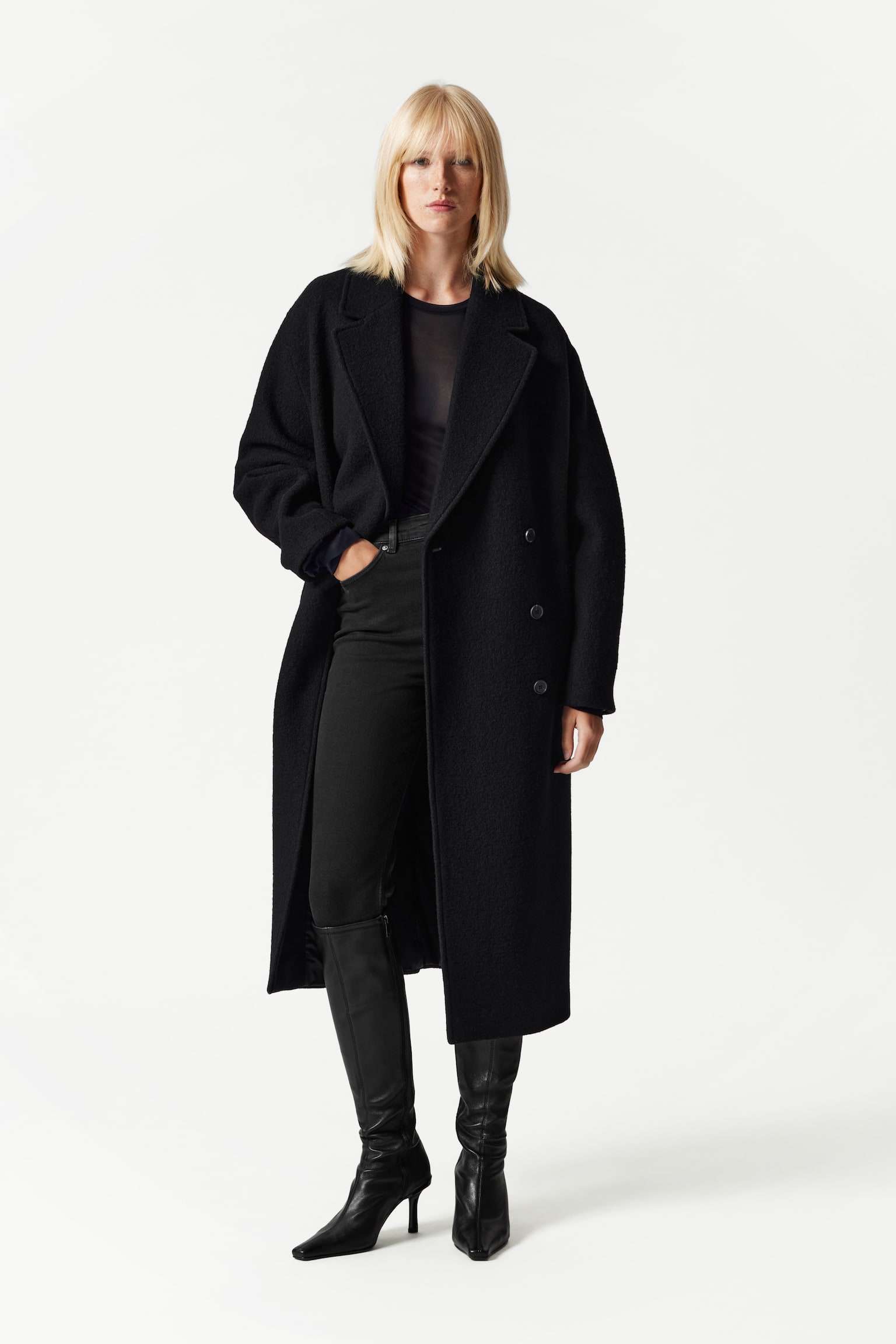 Voluminous Belted Wool Coat - Black/Beige/Dark Khaki/Navy/Brown/Dark Grey - 8