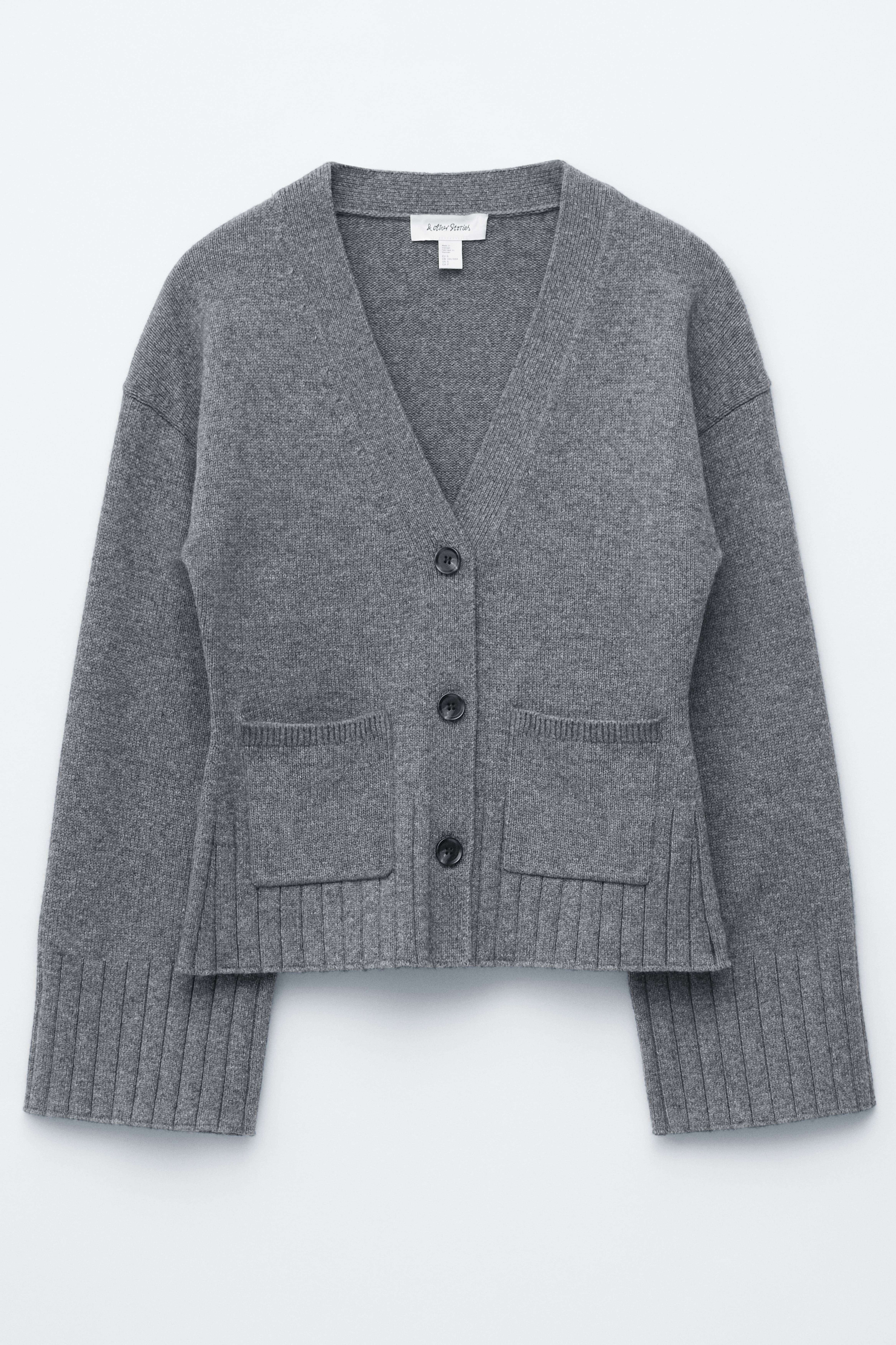 Cardigan tricotat cu croială conică - Gri închis/Bej/Maro închis