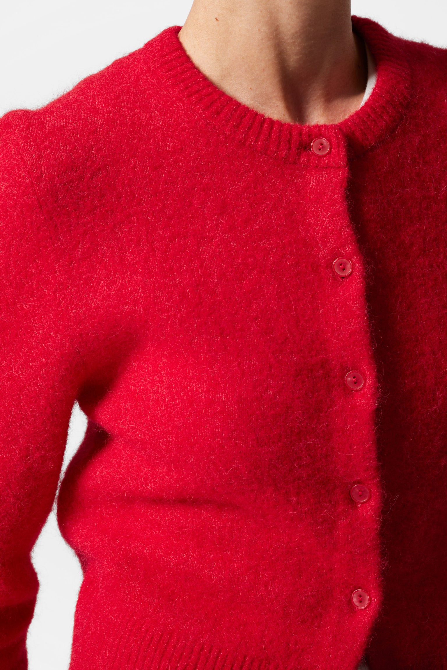 Alpaca-Blend Knit Cardigan - Red/Black/Blue - 4