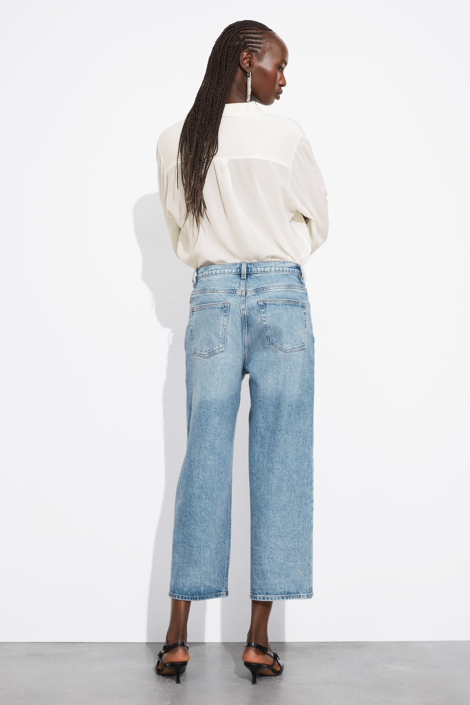 Wide Cropped Jeans - Dusty Blue/Light Beige/Mid Blue/Black - 7