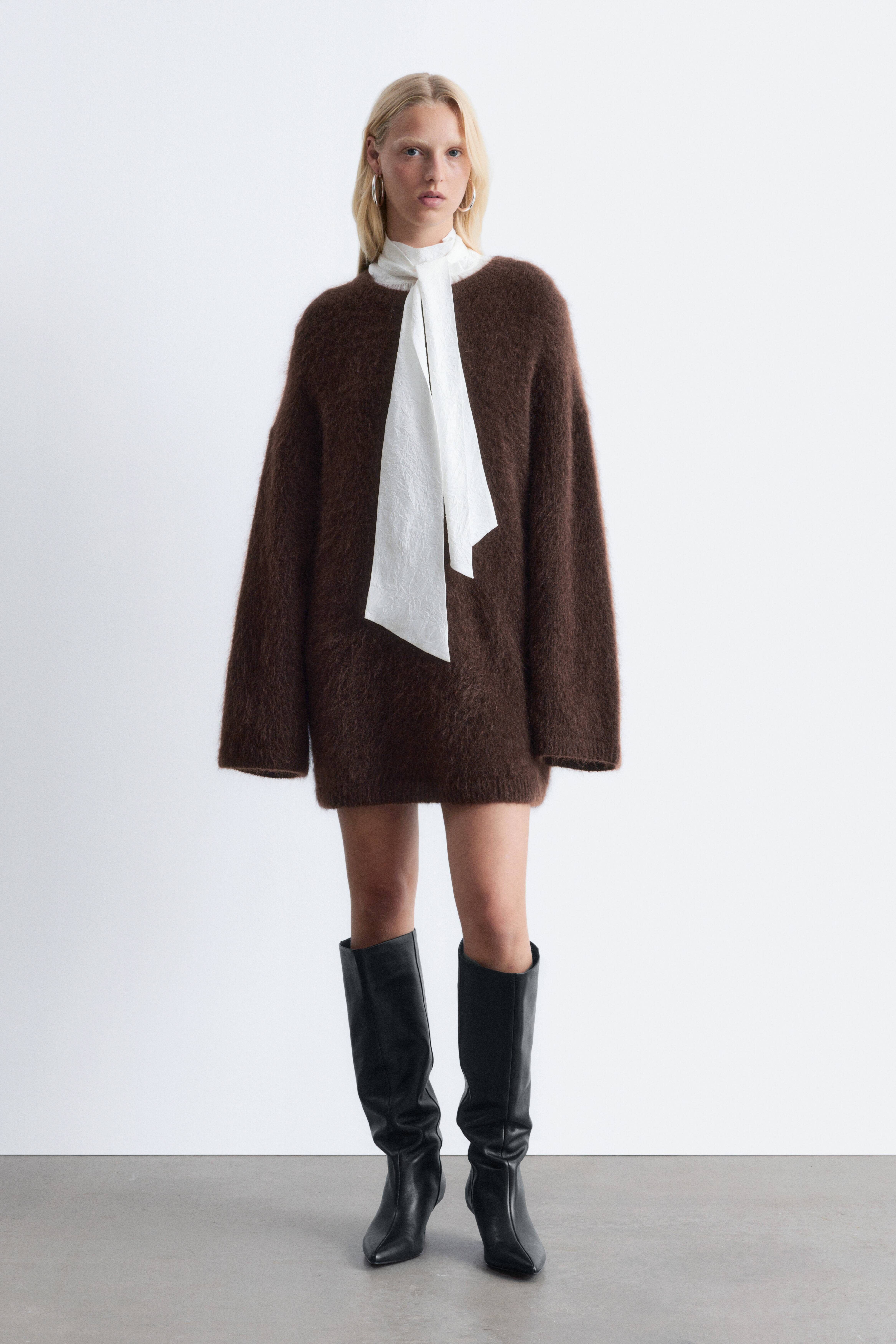 Alacsony sarkú bőr térdcsizma - Fekete/Világos bézs kígyómintás/Sötétbarna