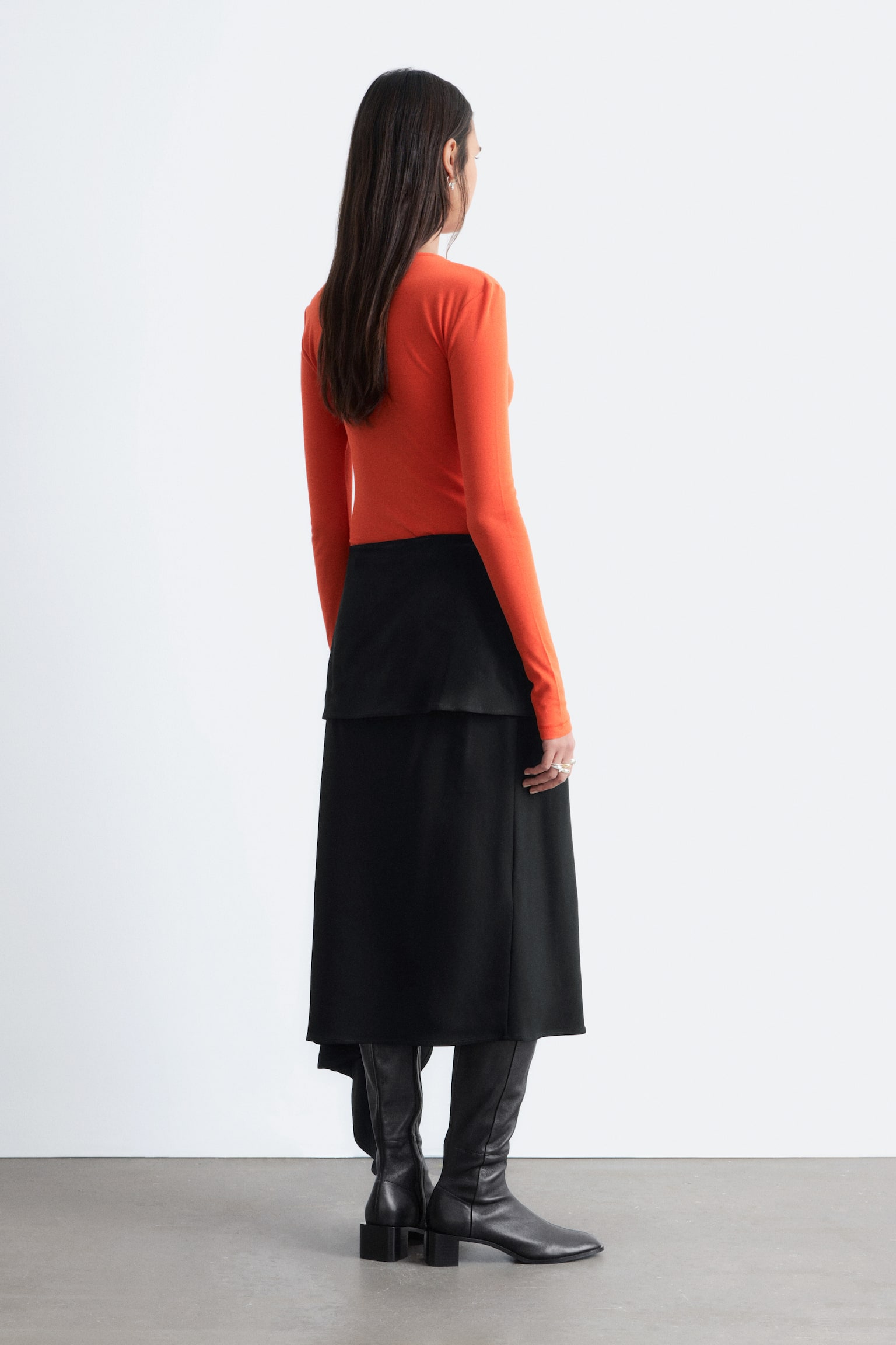 Katoenen top met lange mouwen - Oranje/Wit/Bordeauxrood - 6