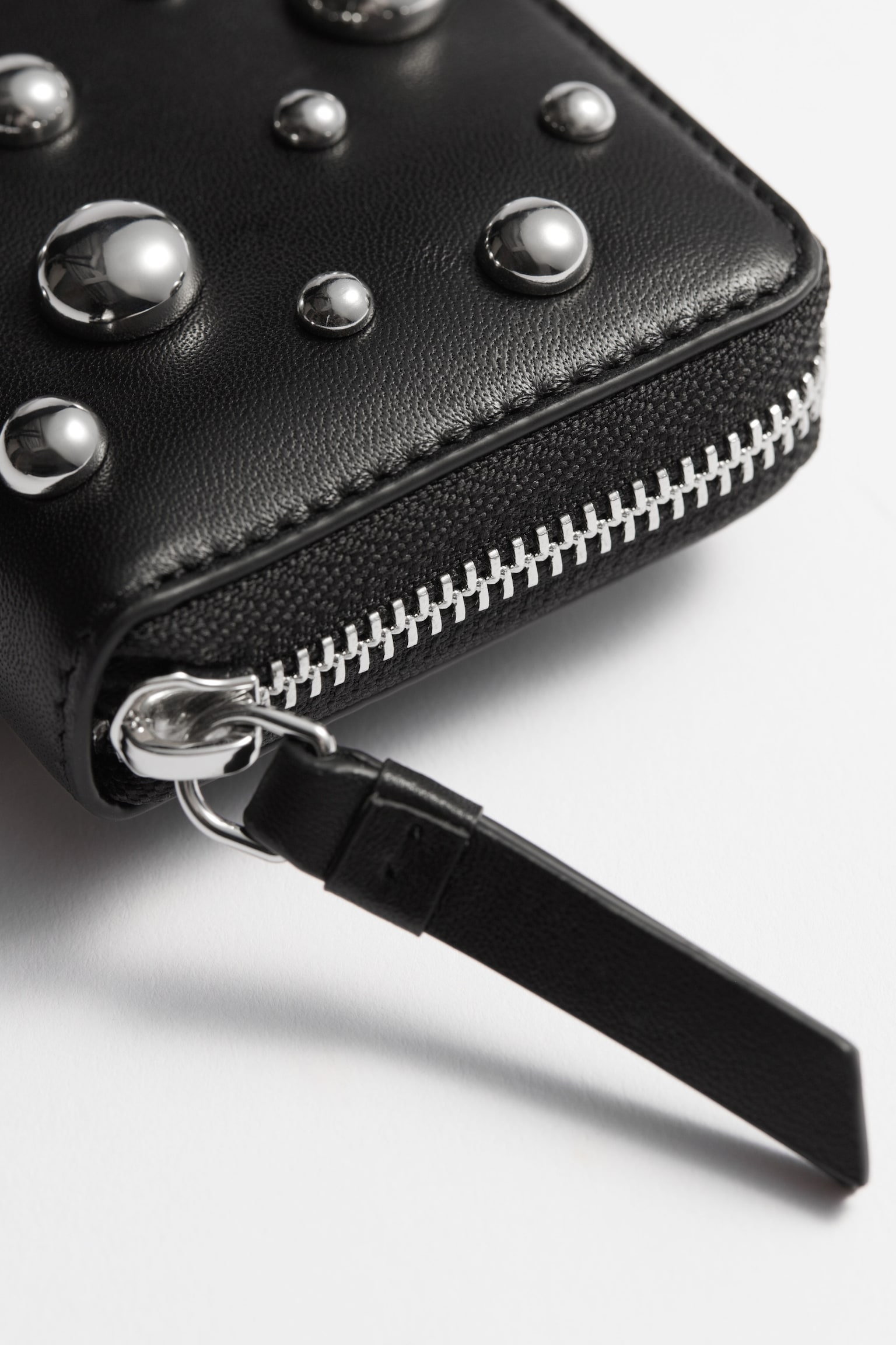 Studded Leather Wallet - Black - 2